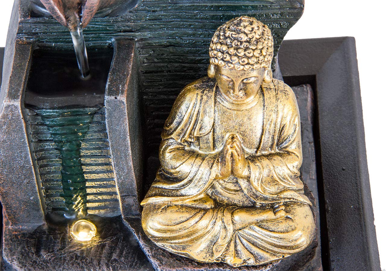 lemodo-nativ-zimmerbrunnen-buddha-mit-led-beleuchtung-und-pumpe-polyresin-dunkel image 3