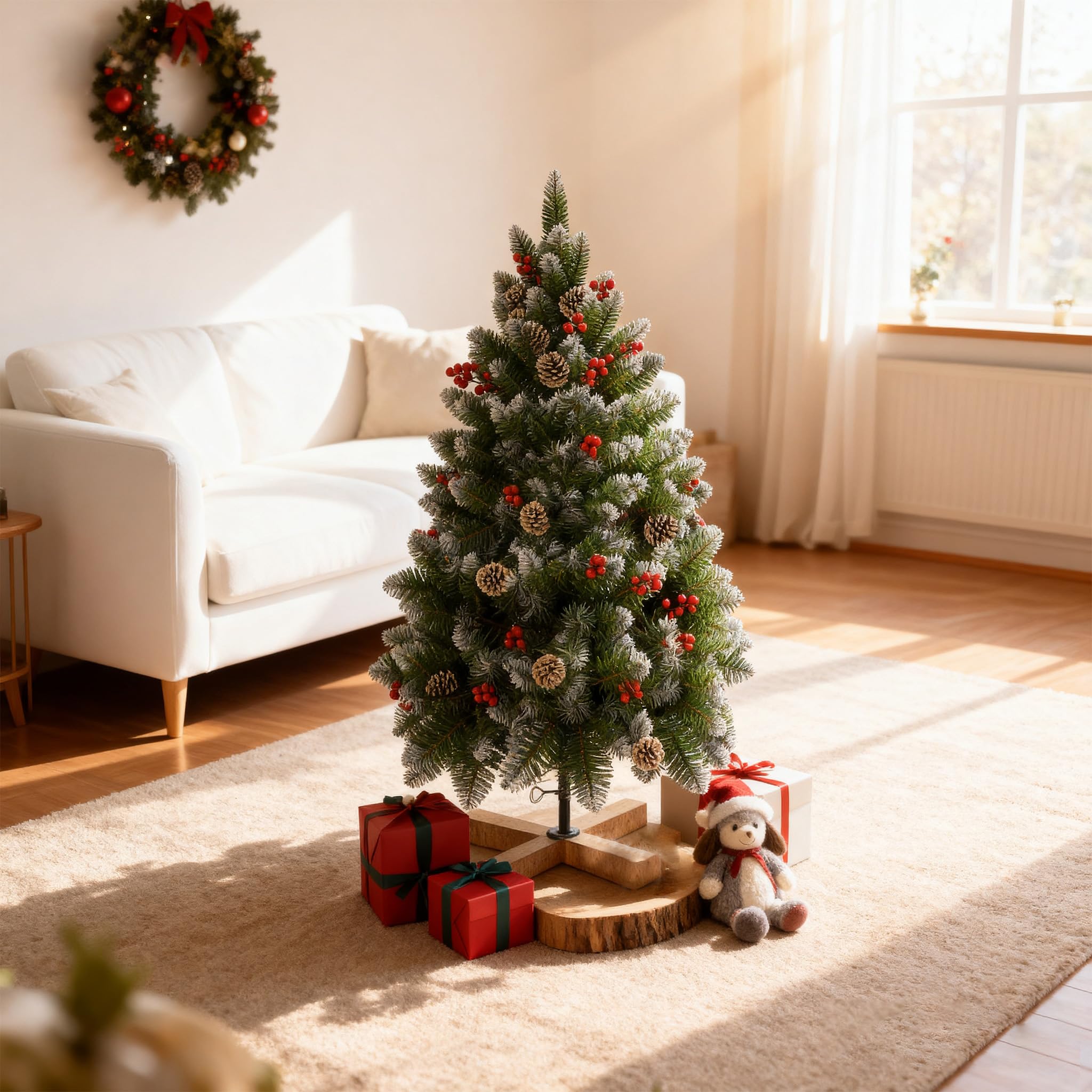 fivmen-weihnachtsbaum-k-nstlich-150-cm-mit-schnee-kiefernzapfen-und-beeren image 8