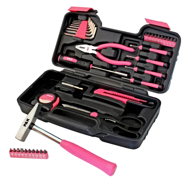 p-k-werkzeugset-39-teilig-im-werkzeugkoffer-pink image 1