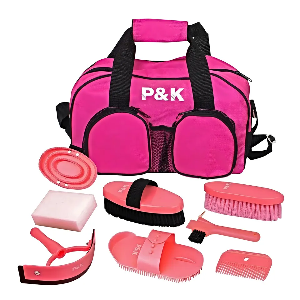 p-k-pferdepflege-set-putzset-in-pink-mit-tasche image 1