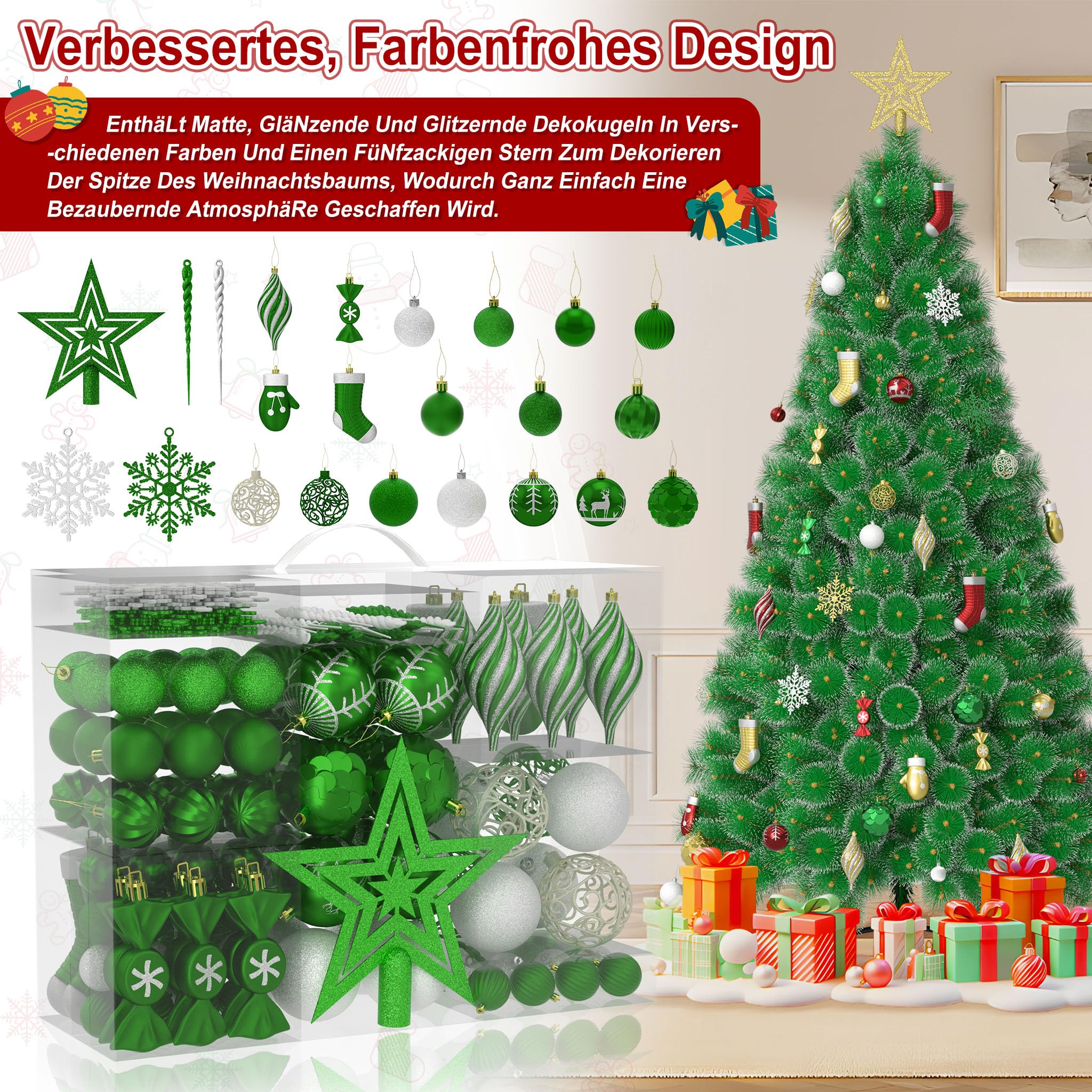 fivmen-weihnachtskugeln-gr-n-108er-set-christbaumschmuck-plastik-bruchsicher image 5