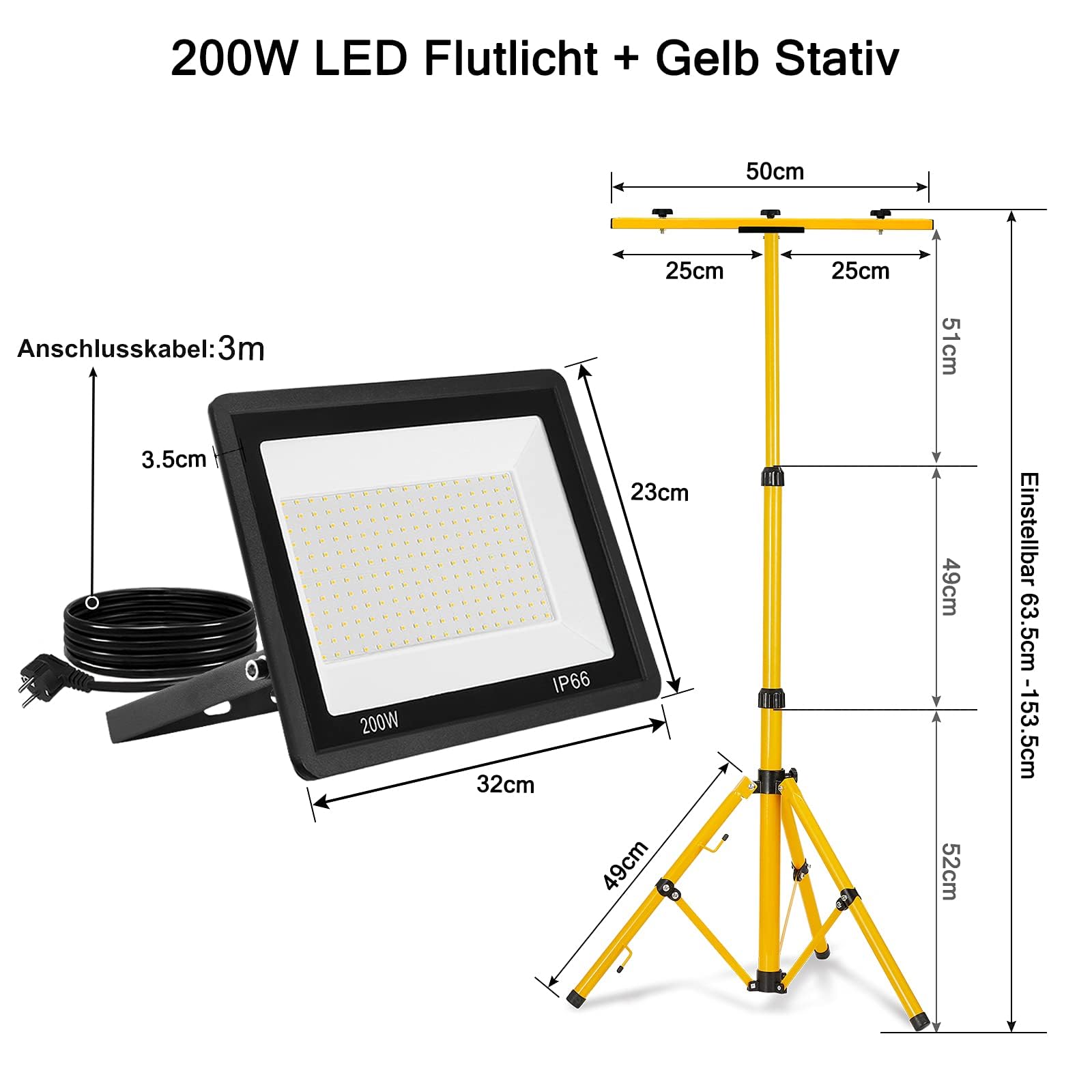 fivmen-baustrahler-2x200w-led-mit-stativ-arbeitsleuchte-16000lm-ip66-kaltwei image 2