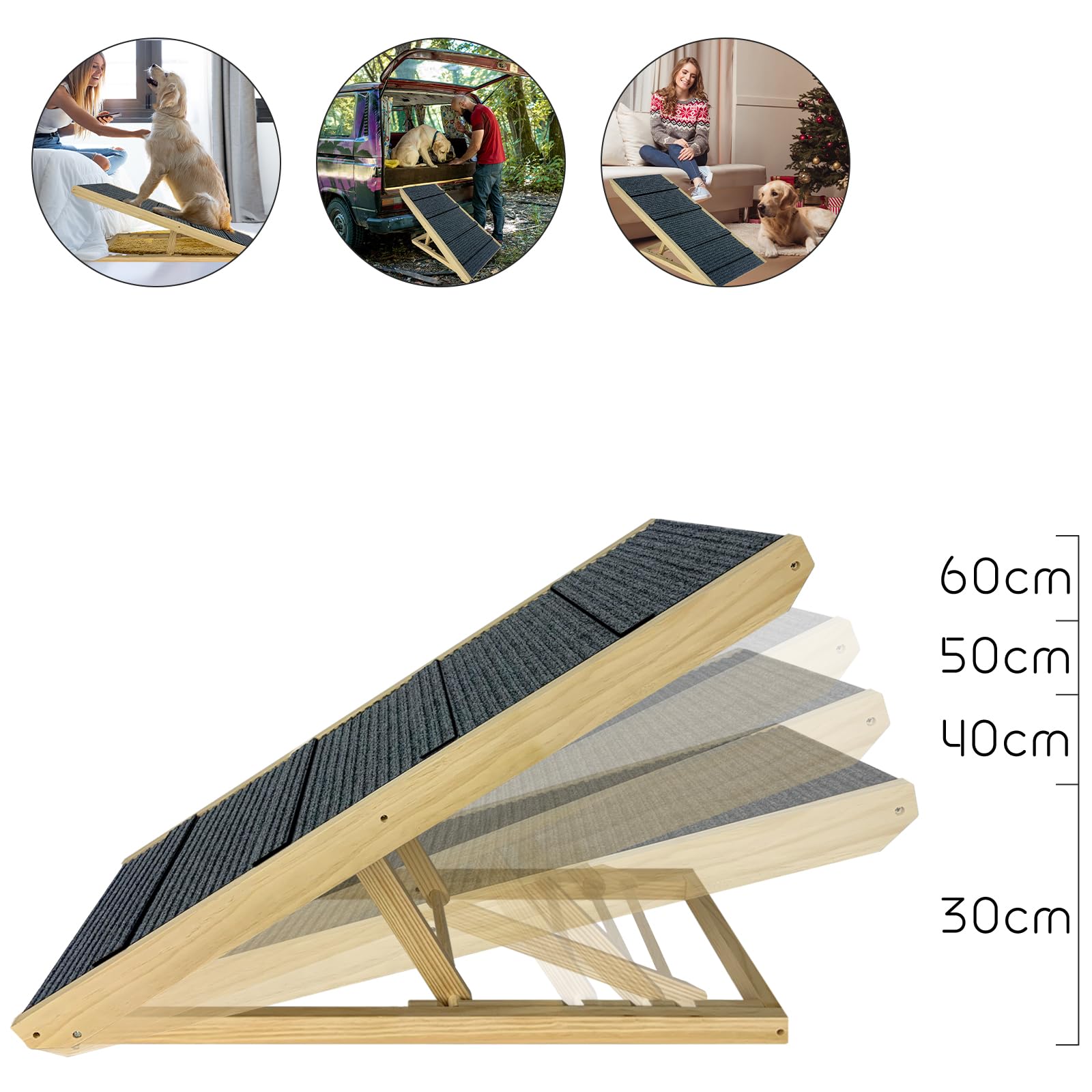 fivmen-hundetreppe-holz-faltbar-h-henverstellbar-100x40x60cm image 5