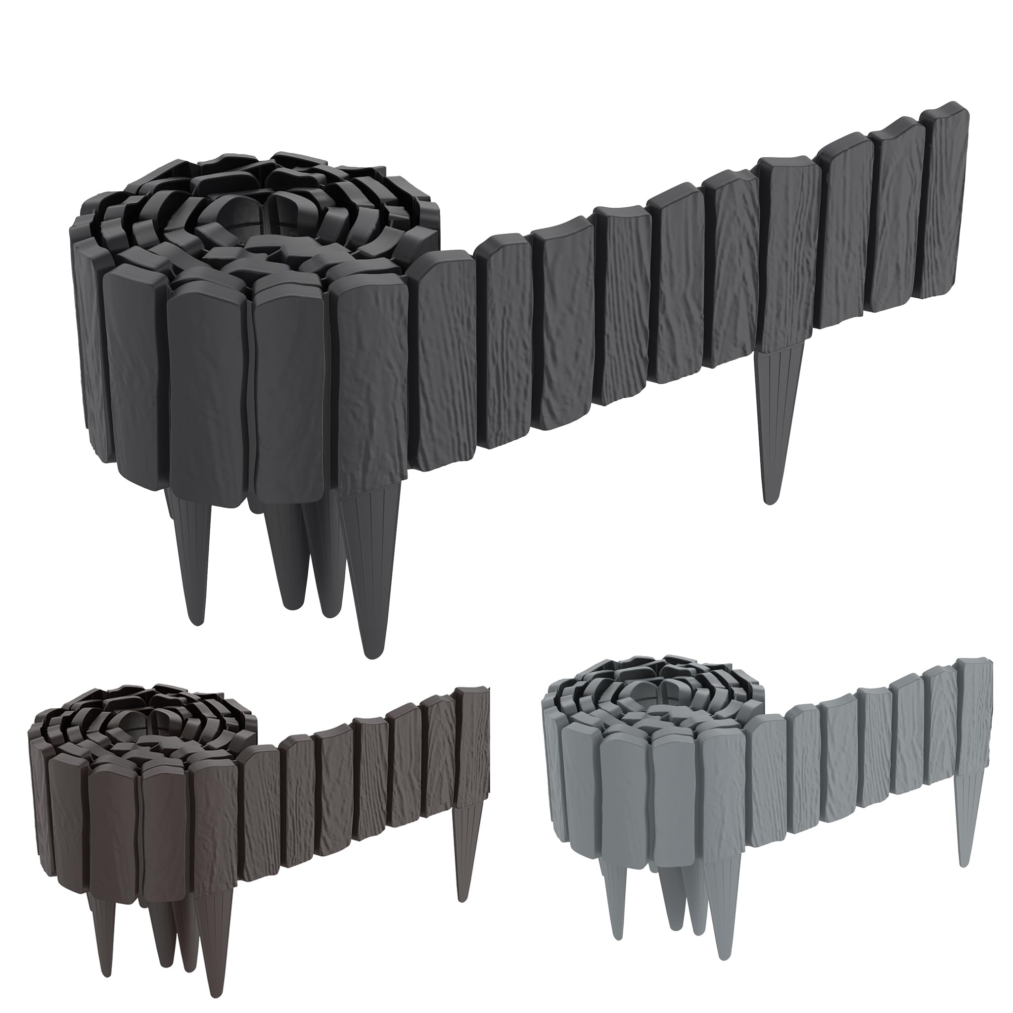 fivmen-rasenkante-kunststoff-4-6-m-holzoptik-mit-10-cm-stiften-anthrazit image 1