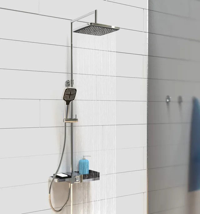 sch-tte-blueperl-duschsystem-ohne-armatur-22-5x22-5-cm-mit-ablage-chrom-schwarz image 1