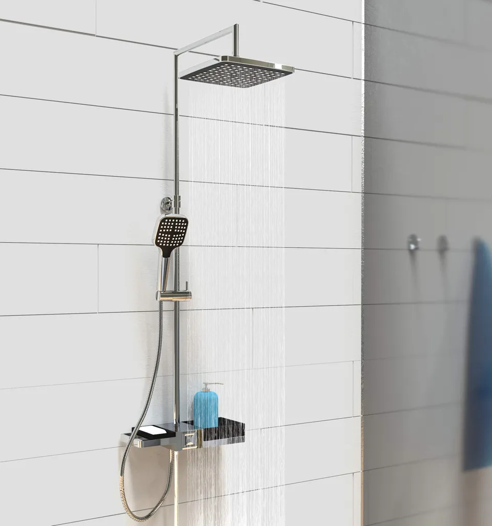 sch-tte-blueperl-duschsystem-ohne-armatur-22-5x22-5-cm-mit-ablage-chrom-schwarz image 1