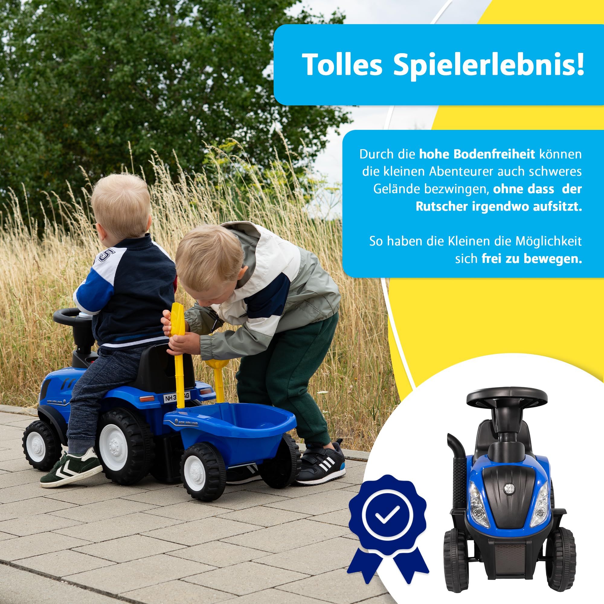 lemodo-new-holland-kindertraktor-rutschauto-mit-anh-nger-ab-1-jahr image 2