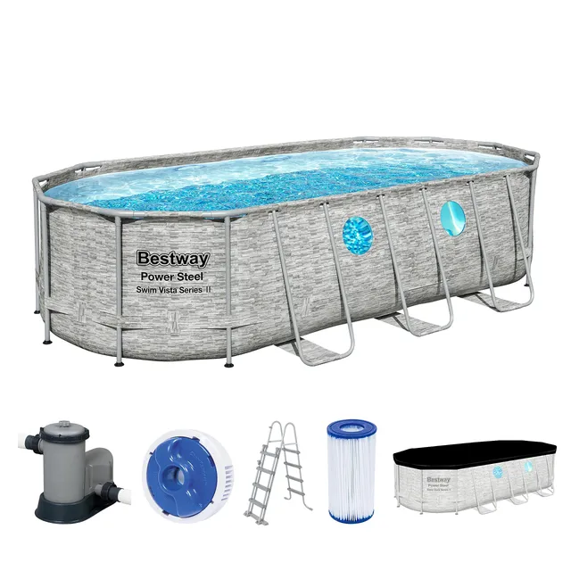 bestway-power-steel-swim-vista-549x274x122-cm-frame-pool-set-steinwand-optik-ova image 1