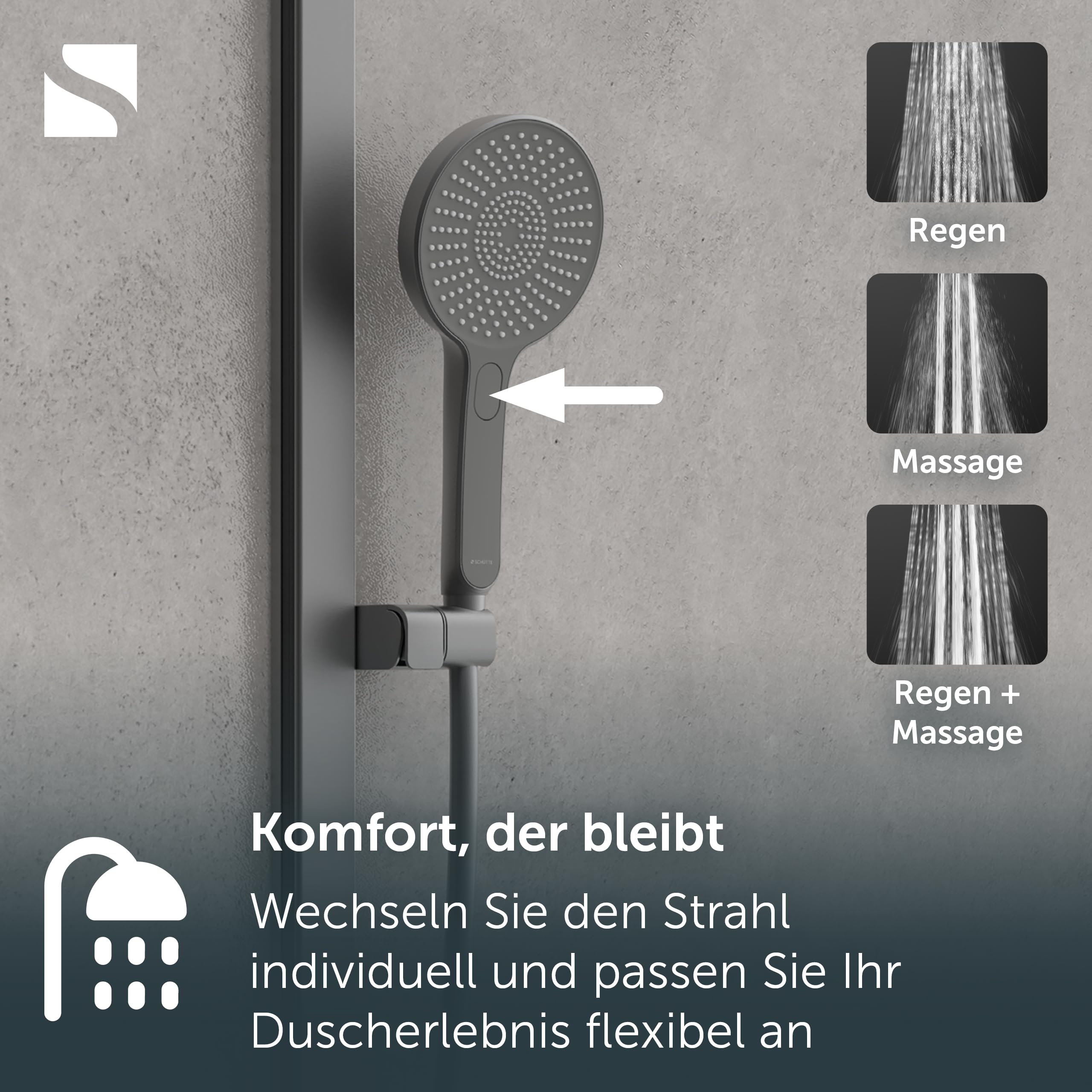sch-tte-karibik-64202-duschstange-78-5-cm-mit-handbrause-3-strahlig-graphit image 3