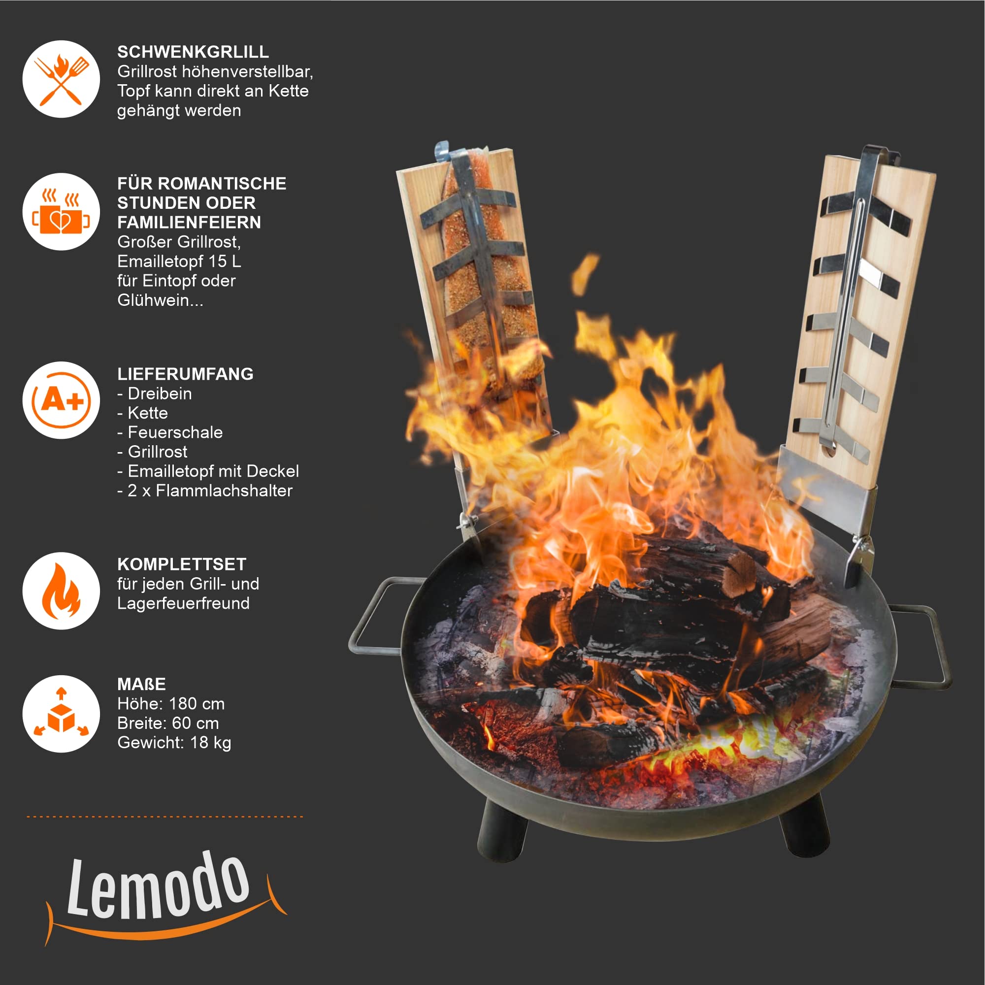 lemodo-schwenkgrill-holzkohlegrill-4in1-mit-feuerschale image 5
