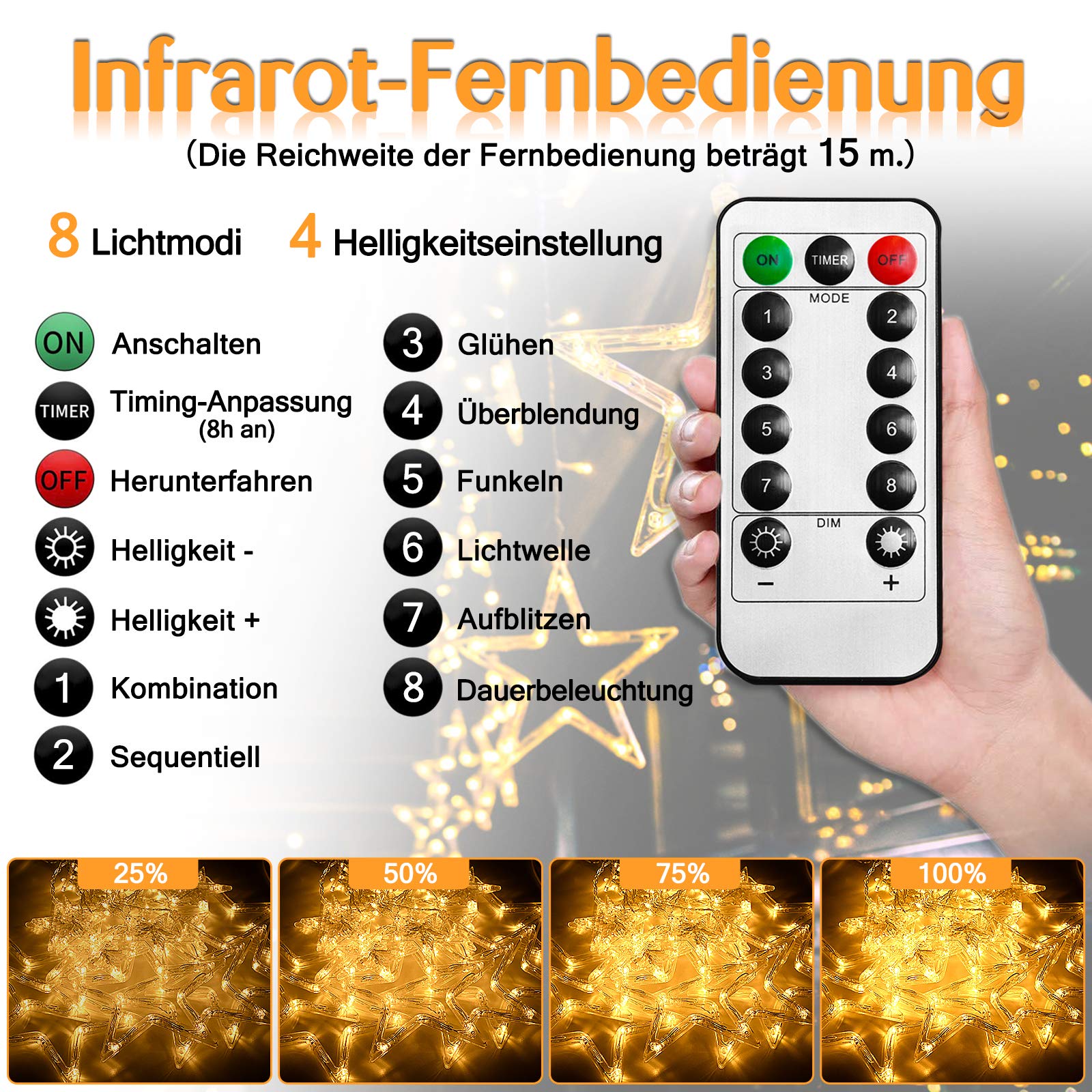 fivmen-sterne-lichterkette-3-m-138-led-warmwei-mit-fernbedienung image 4