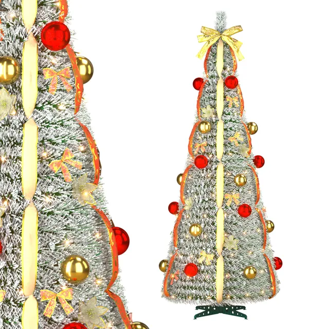 fivmen-pop-up-weihnachtsbaum-180-cm-mit-150-led-warmwei-rot-gold image 1