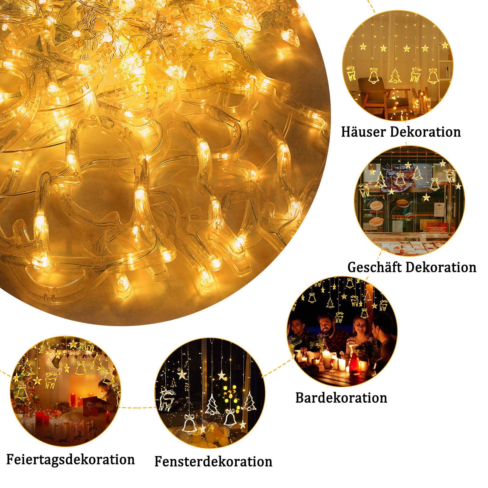 fivmen-weihnachtsdeko-lichtervorhang-138-led-sterne-2-5-x-0-9-m-warmwei image 7