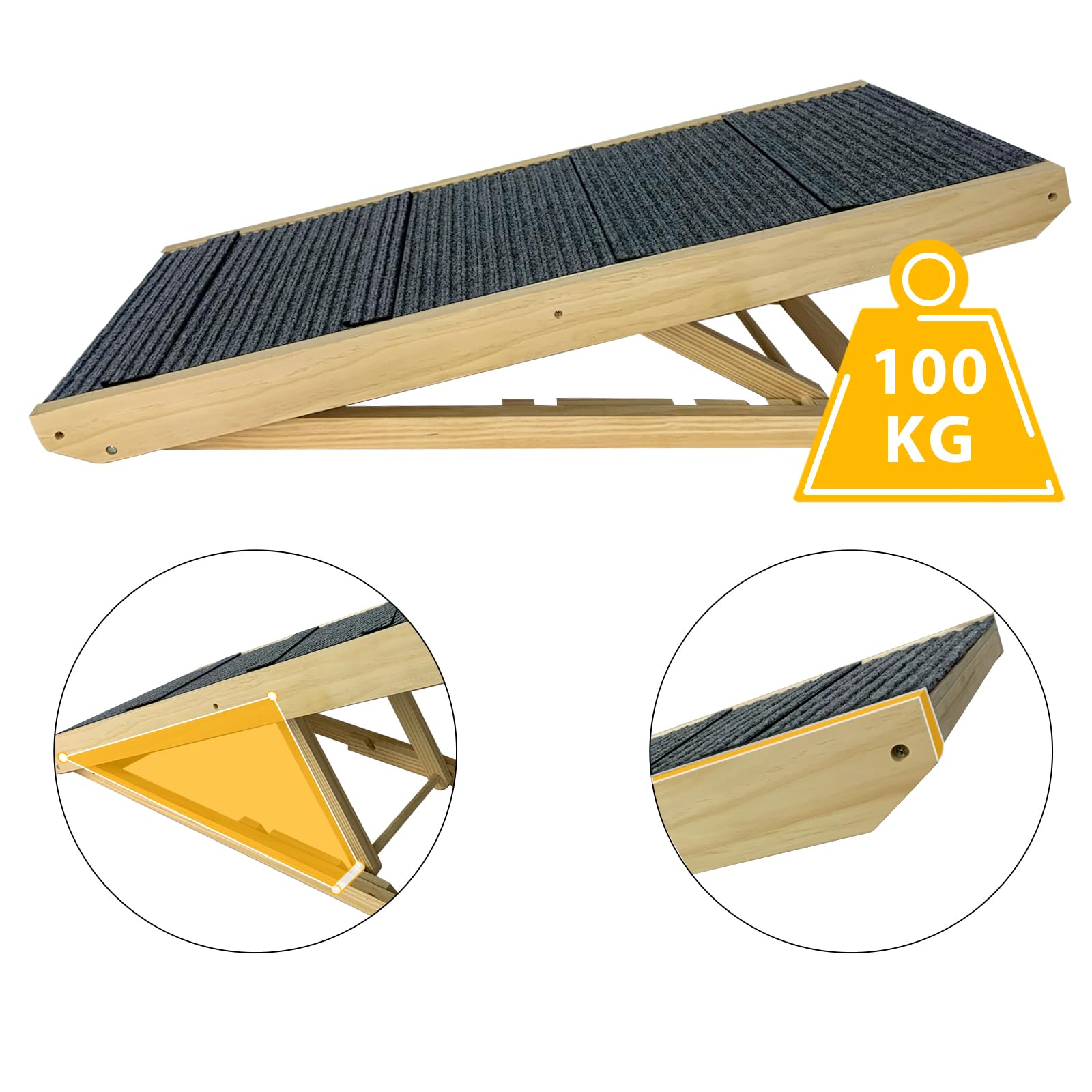 fivmen-hundetreppe-holz-faltbar-h-henverstellbar-100x40x60cm image 4
