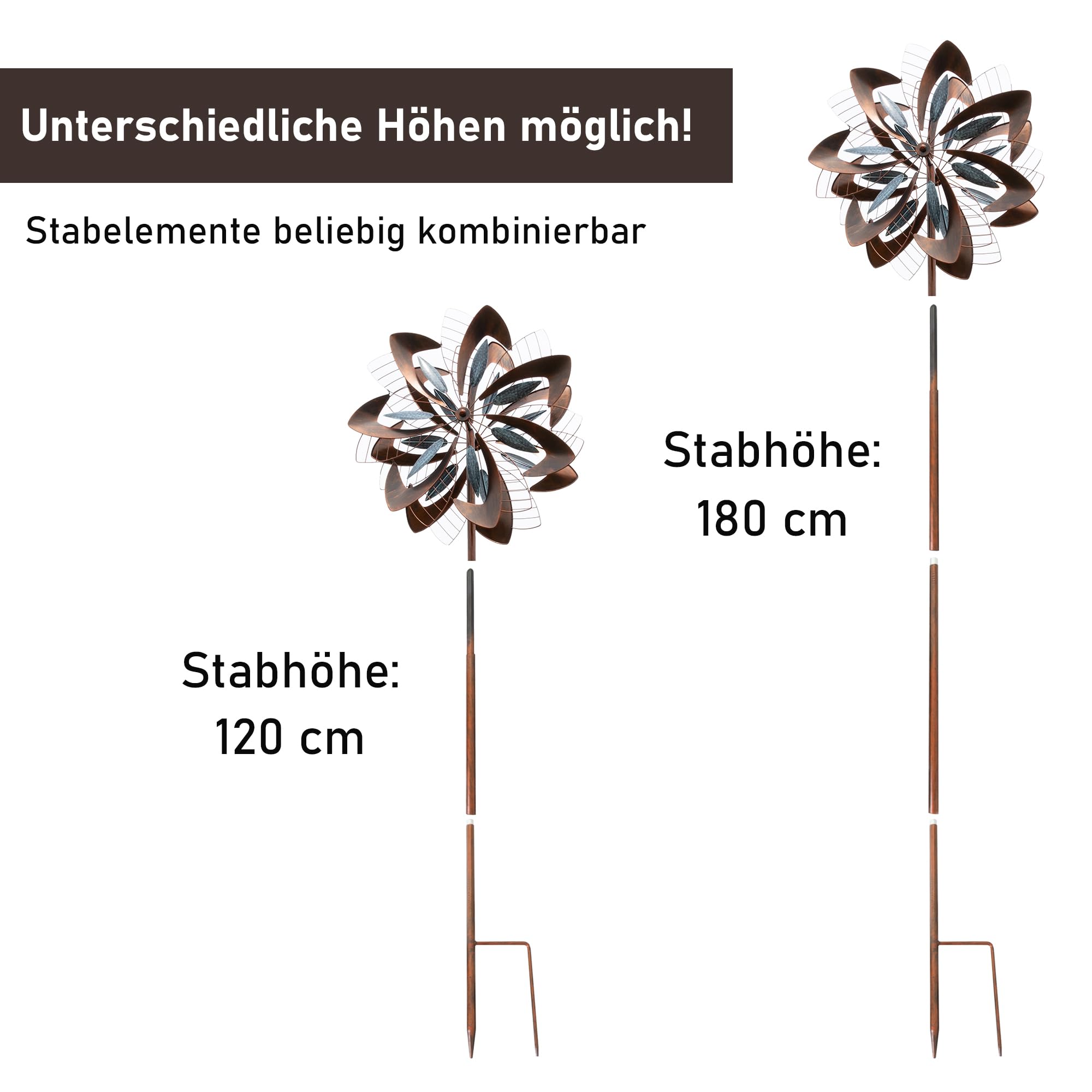 lemodo-windrad-dandelion-mit-gegenl-ufigen-rotoren-gartenstecker-213-cm-kupferop image 4