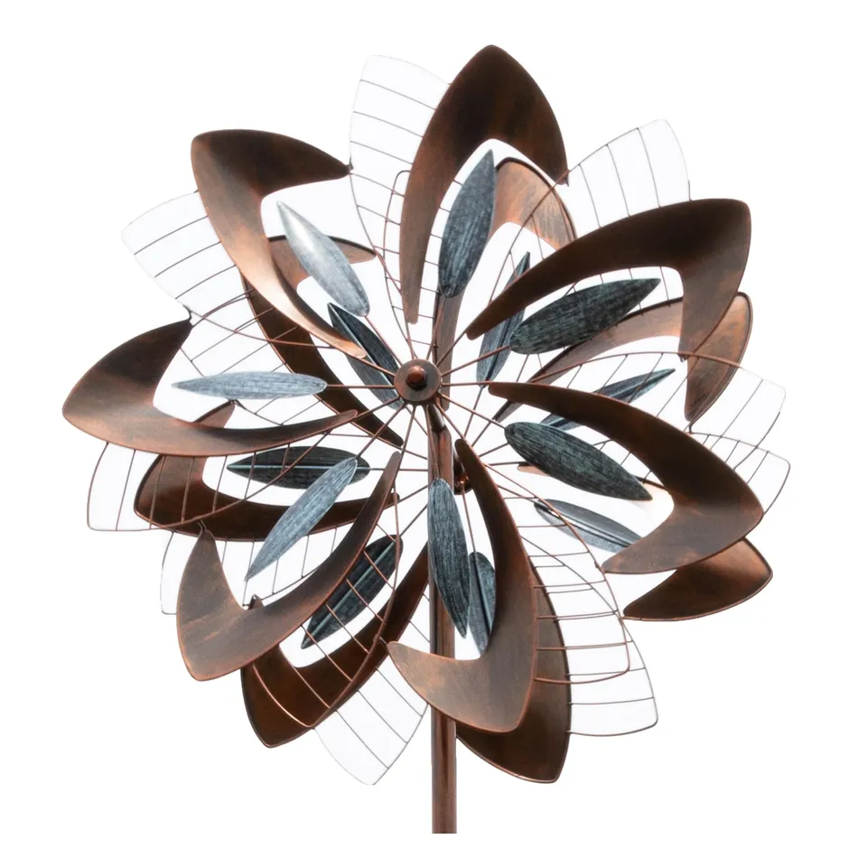 lemodo-windrad-dandelion-mit-gegenl-ufigen-rotoren-gartenstecker-213-cm-kupferop image 1