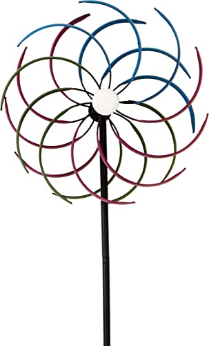 lemodo-nativ-windrad-garten-175-cm-gartenstecker-mit-2-windr-dern-metall-bunt image 6