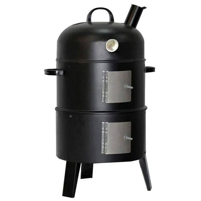 lemodo-smoker-grill-r-ucherofen-holzkohle-41cm-mit-thermometer image 1