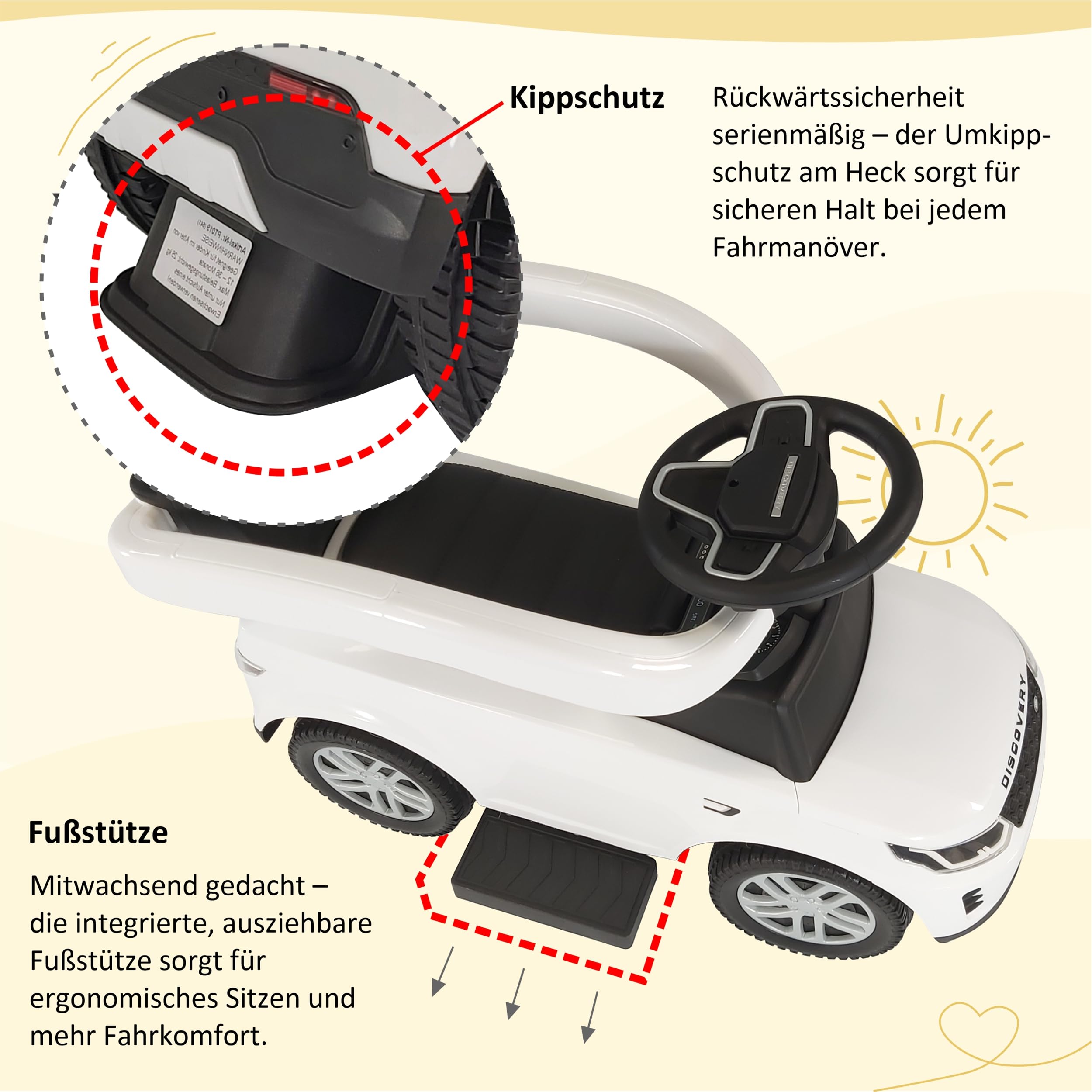 lemodo-land-rover-discovery-rutschauto-ab-1-jahr-wei-mit-schiebestange image 4