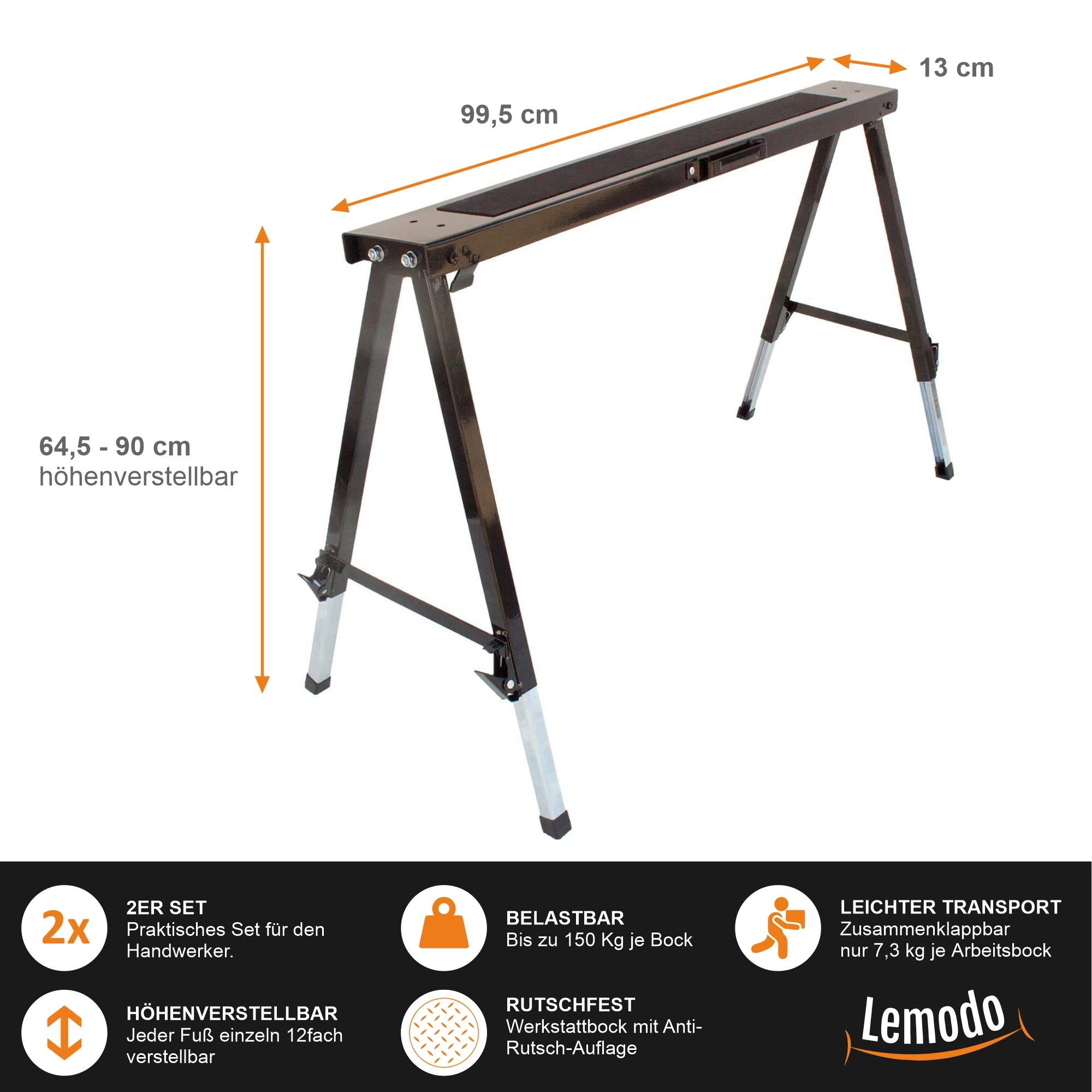 lemodo-arbeitsbock-h-henverstellbar-2er-set-stahl-klappbar-150-kg image 2