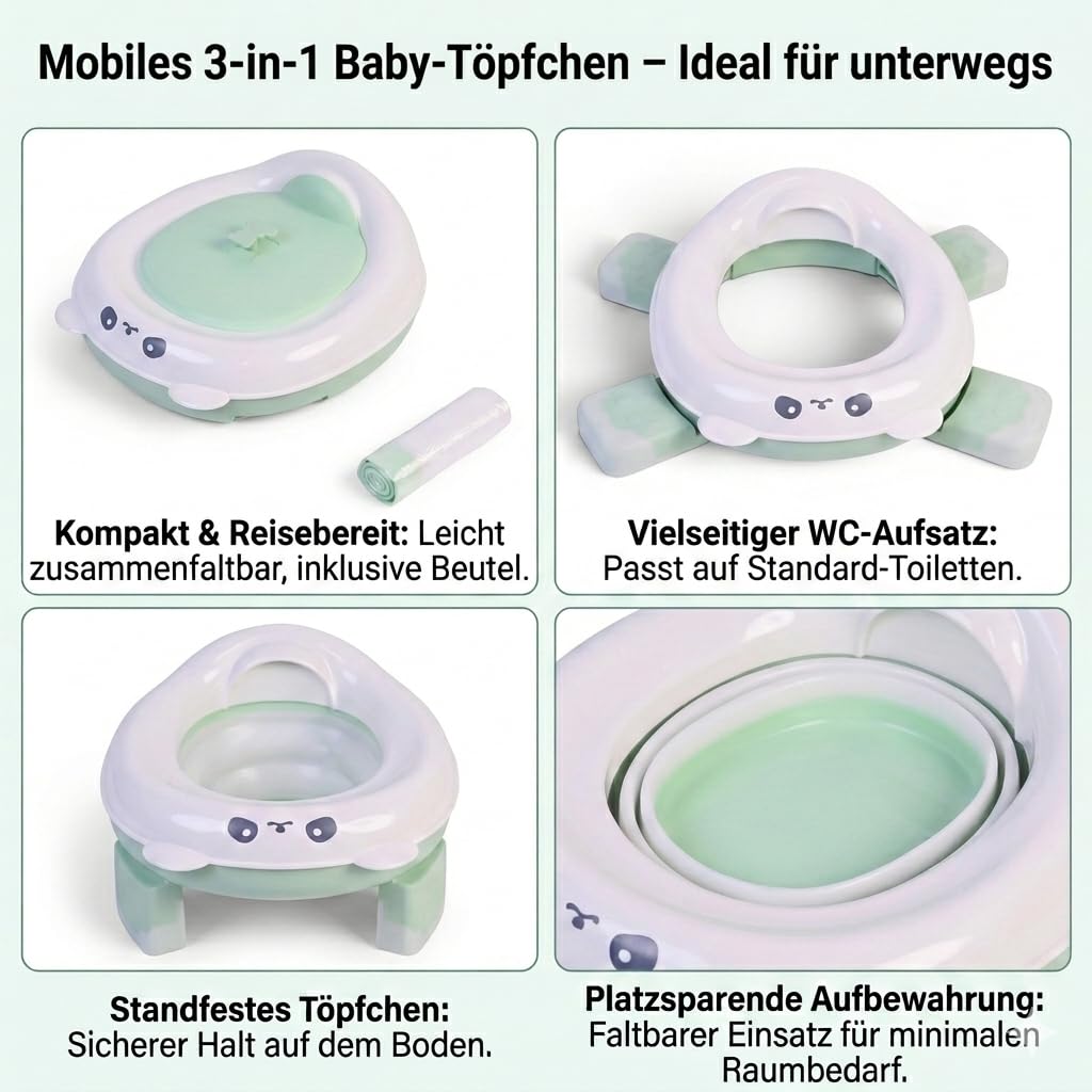 p-k-tragbarer-t-pfchensitz-2-in-1-faltbar-gr-n-wei image 2