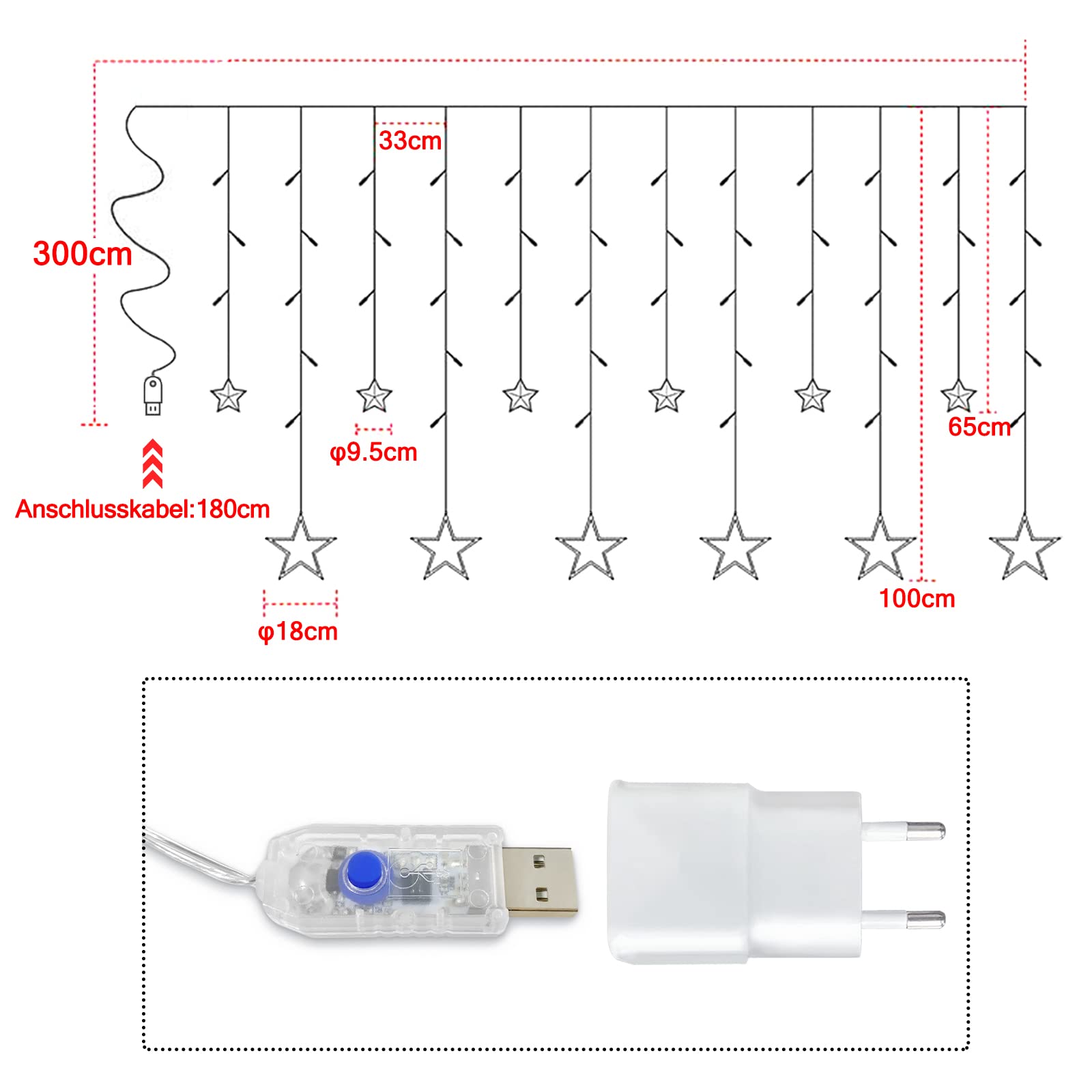 fivmen-sterne-lichterkette-3-m-138-led-warmwei-mit-fernbedienung image 2