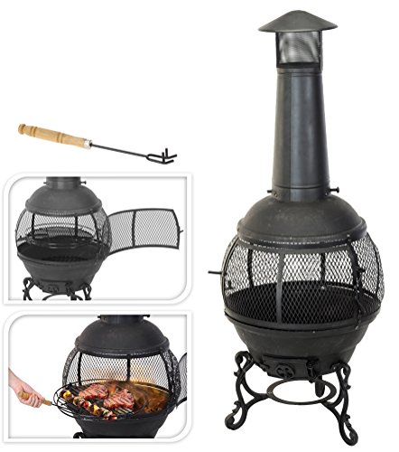 lemodo-feuerkamin-gartenkamin-outdoor-patio-gusseisen-mit-grill-55-cm image 2