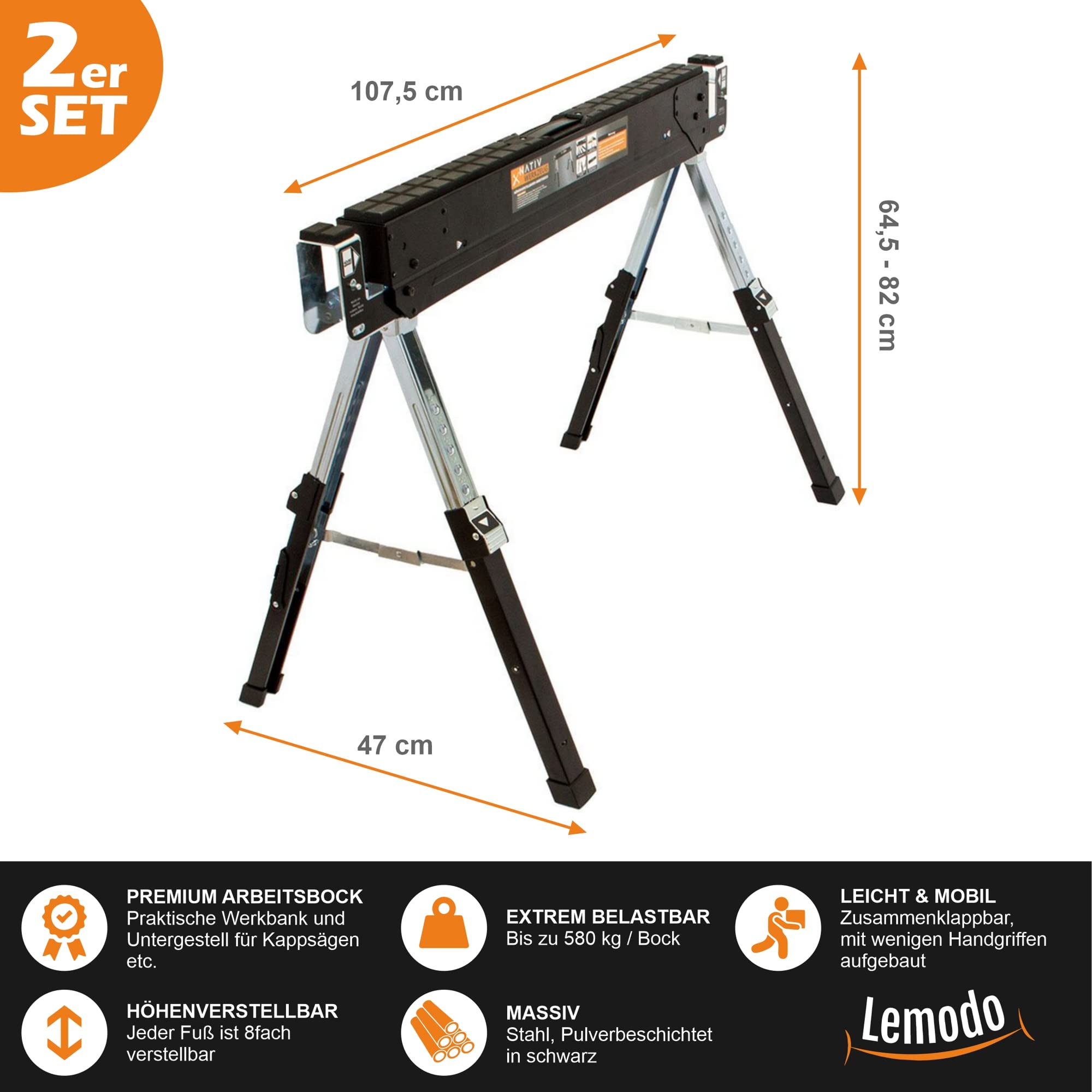 lemodo-arbeitsbock-h-henverstellbar-klappbar-2er-set-580-kg-pro-bock-64-5-82-cm image 2
