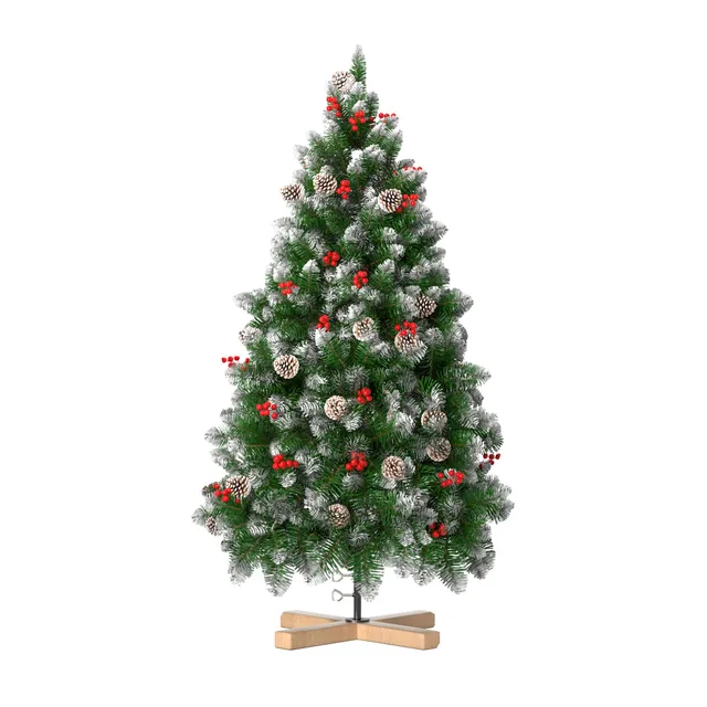 fivmen-weihnachtsbaum-k-nstlich-150-cm-mit-schnee-kiefernzapfen-und-beeren image 1