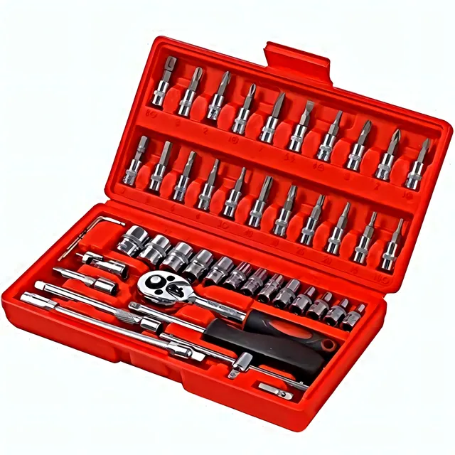 p-k-46-teiliger-knarrenkasten-1-4-zoll-steckschl-sselsatz-im-werkzeugkoffer image 1