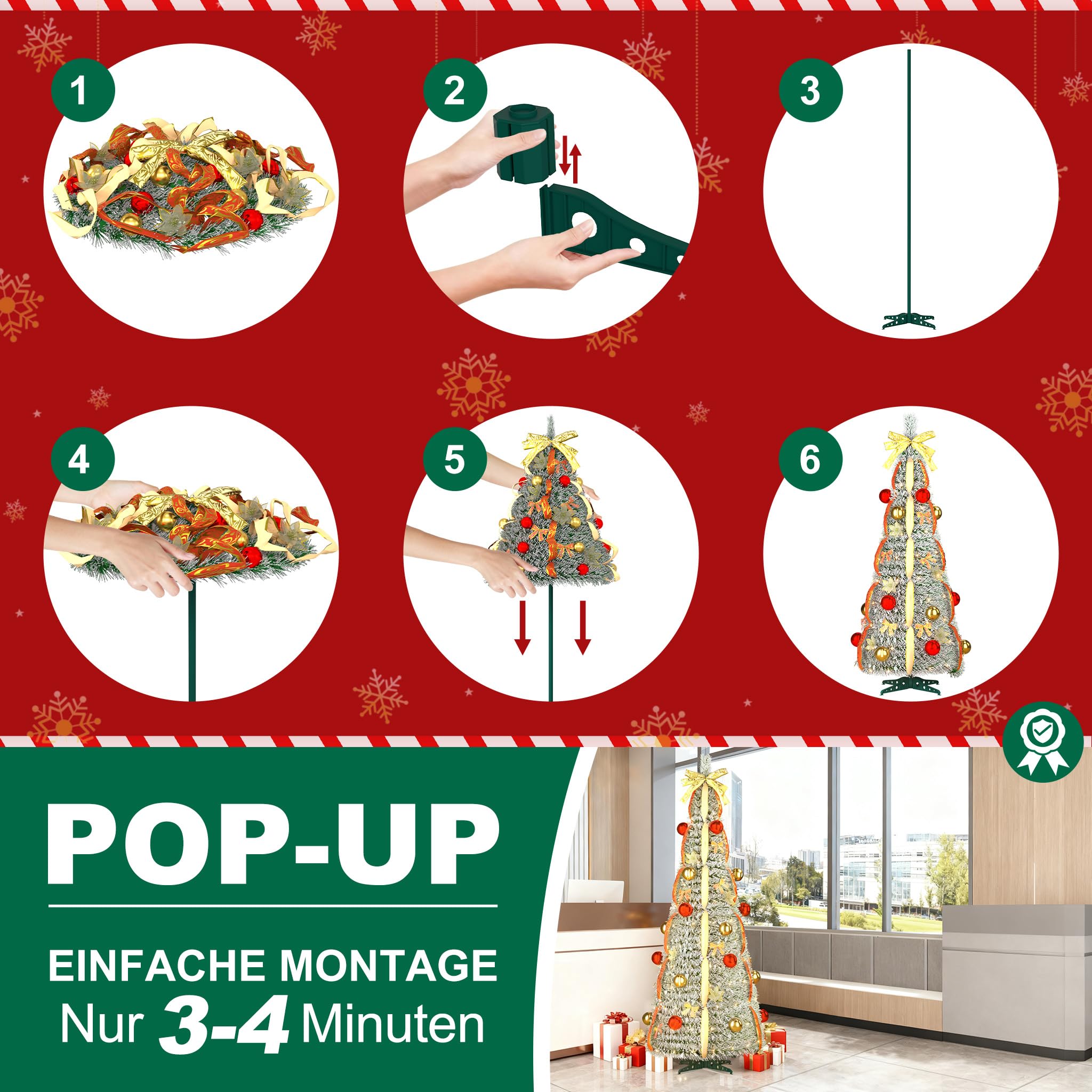fivmen-pop-up-weihnachtsbaum-180-cm-mit-150-led-warmwei-rot-gold image 6