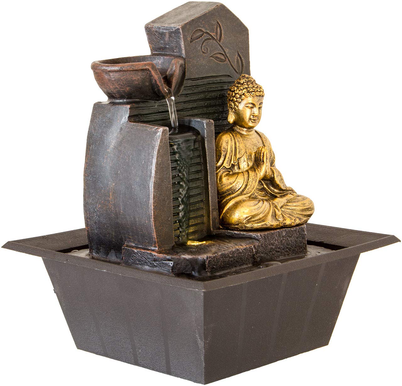 lemodo-nativ-zimmerbrunnen-buddha-mit-led-beleuchtung-und-pumpe-polyresin-dunkel image 7