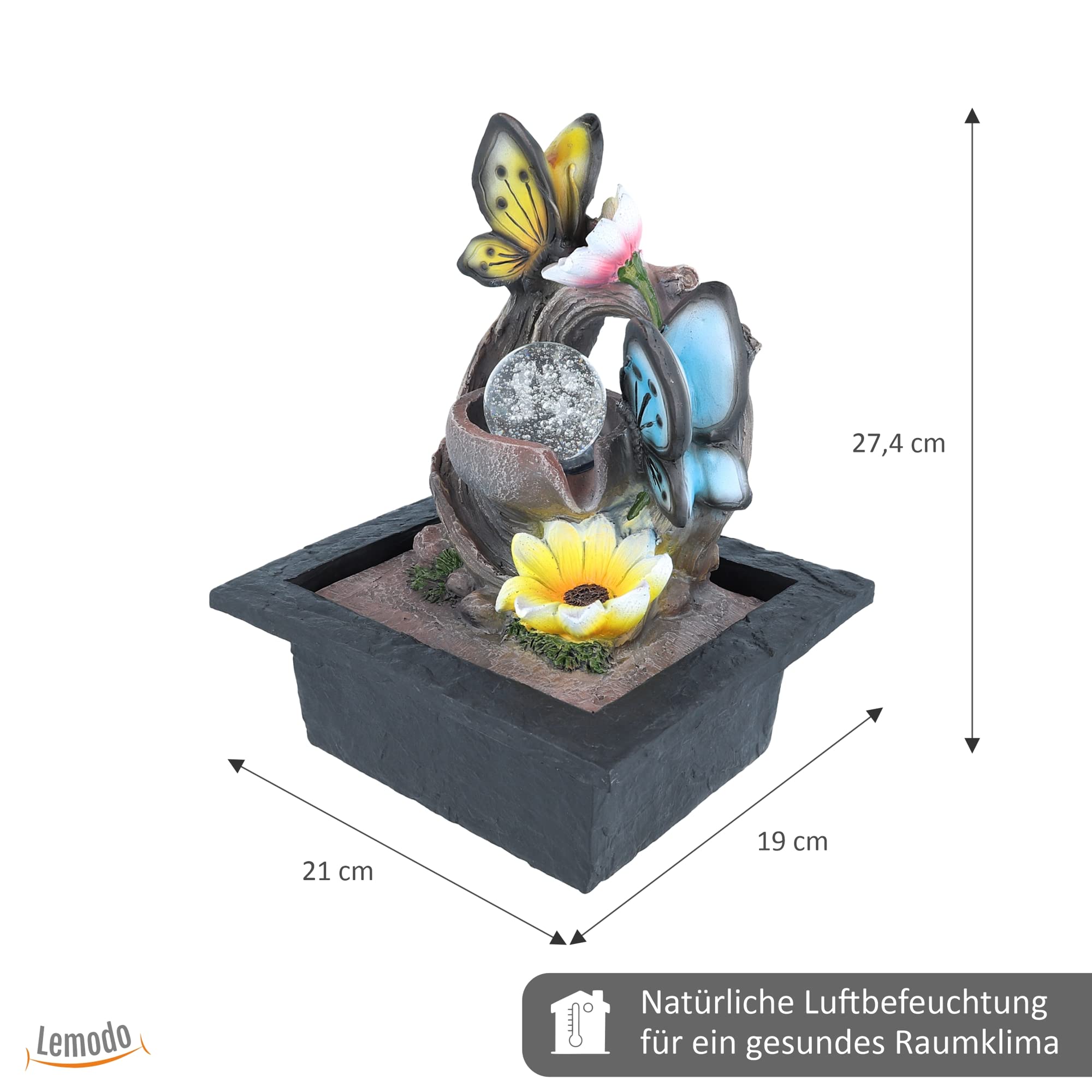 lemodo-zimmerbrunnen-schmetterling-motiv-mit-pumpe-und-rotierender-kugel-tischbr image 3