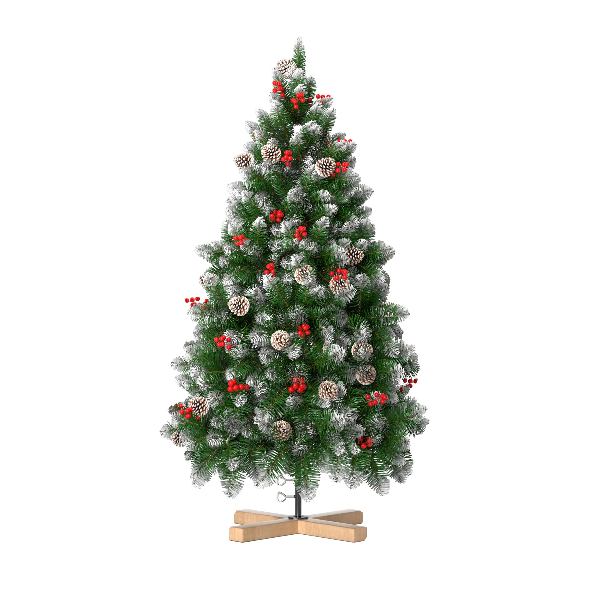fivmen-weihnachtsbaum-k-nstlich-150-cm-mit-schnee-kiefernzapfen-und-beeren image 1