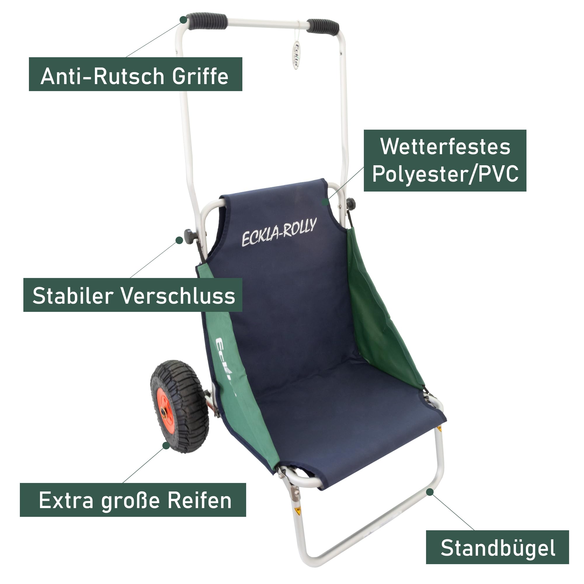 eckla-beach-rolly-klappbarer-strand-trolley-mit-sitz-und-luftreifen image 3
