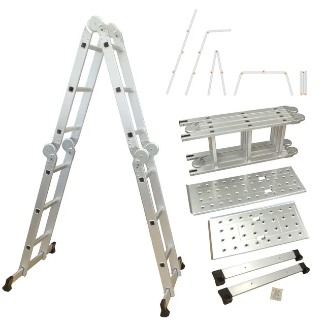 lemodo-alu-multifunktionsleiter-4x3-sprossen-356-cm-klappbar-bis-150-kg image 1