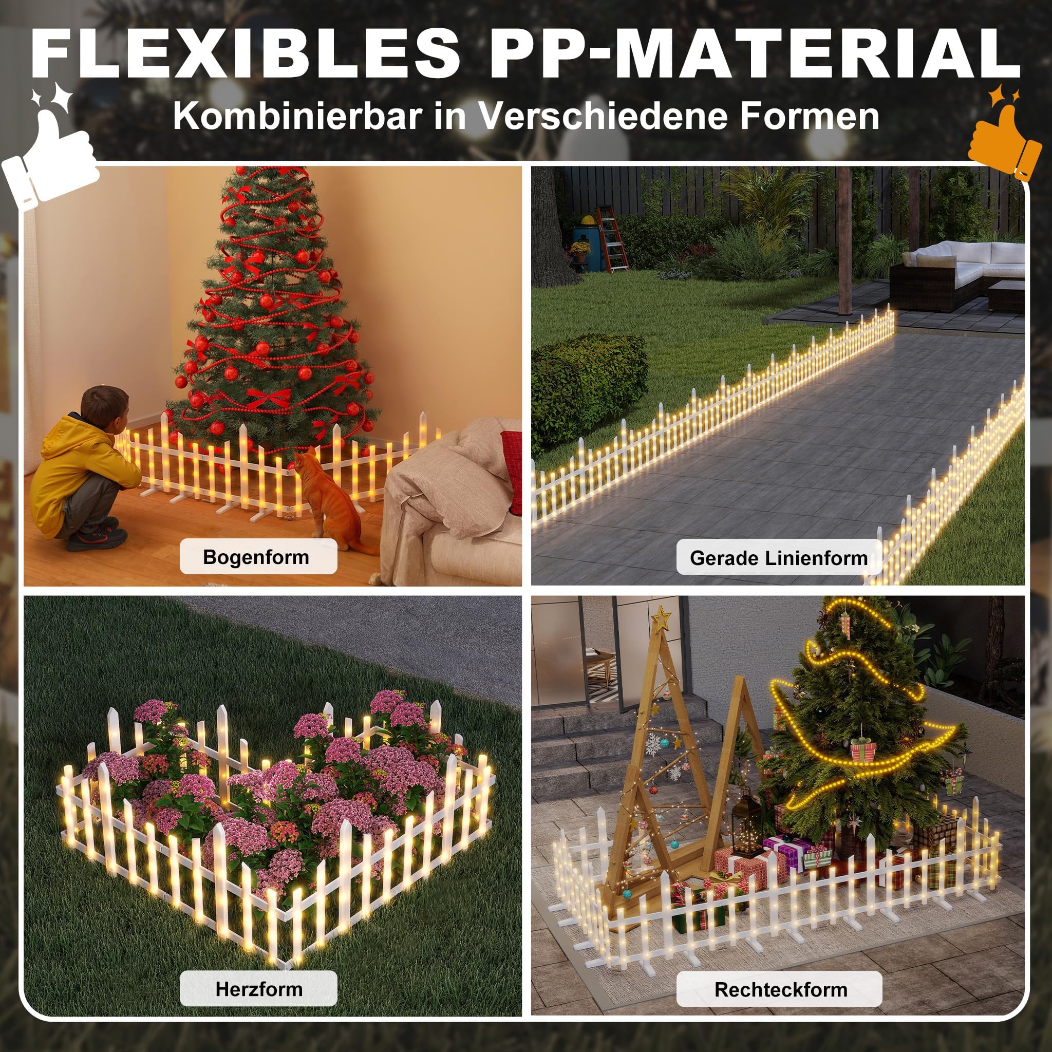 fivmen-weihnachtsbaum-zaun-wei-mit-led-10x-mini-gartenzaun-wellenf-rmig image 8