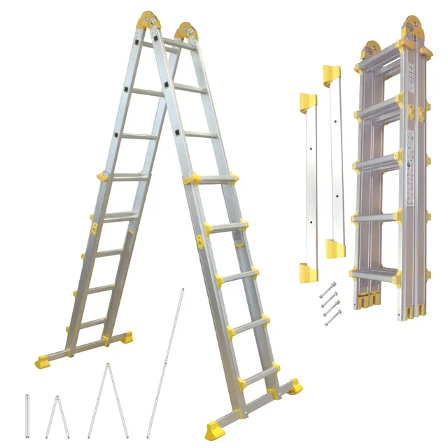 lemodo-mehrzweckleiter-alu-4-teilig-4-6-m-anlege-stehleiter-bis-150-kg image 1