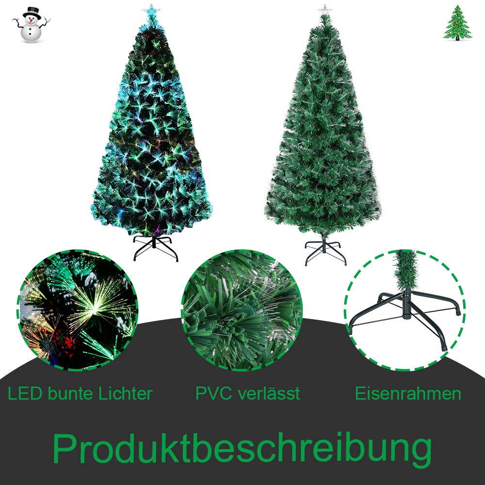 fivmen-k-nstlicher-weihnachtsbaum-240-cm-mit-glasfaser-farbwechsel-und-metallst- image 3