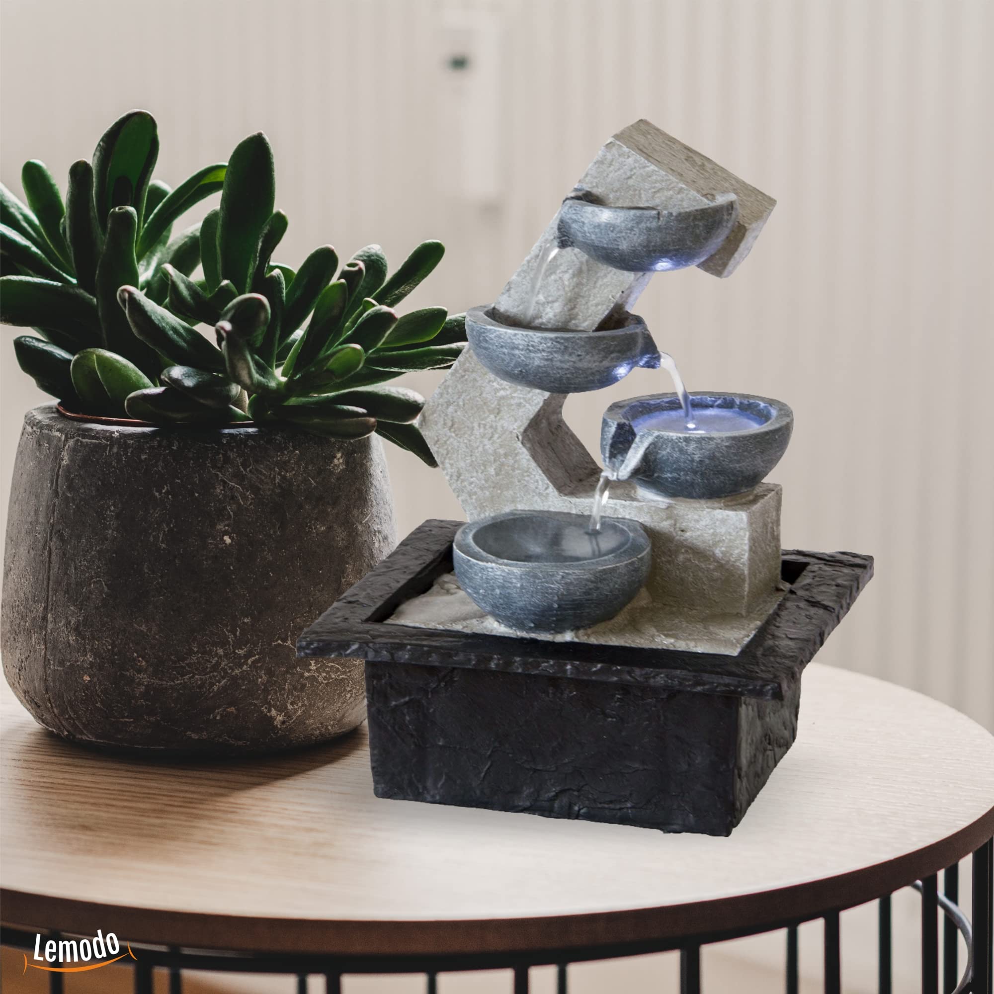 lemodo-zimmerbrunnen-tischbrunnen-beton-optik-mit-led-und-pumpe image 4