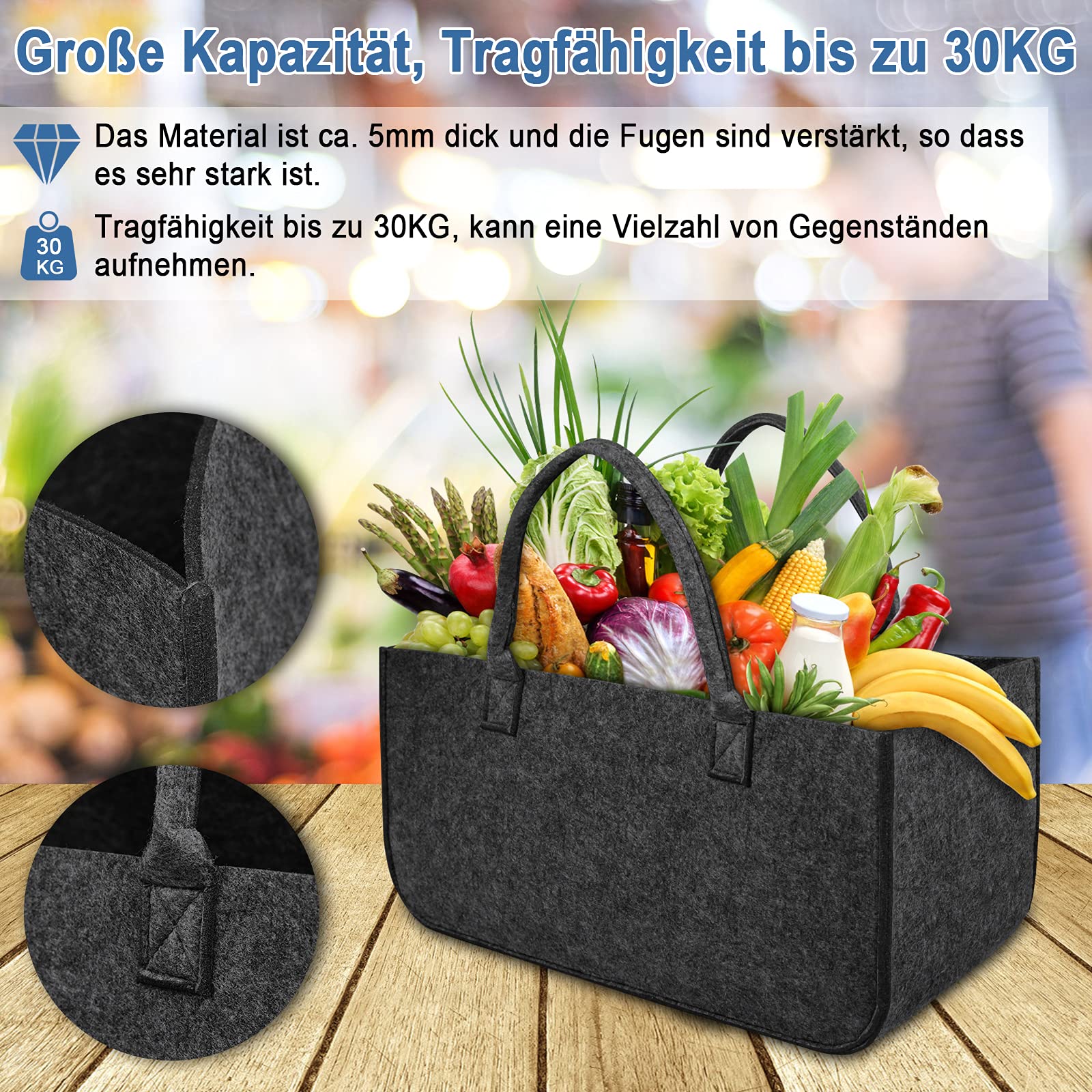 fivmen-filzk-rbe-4er-set-50x25x25-cm-dunkelgrau-mit-griffen-faltbar image 3