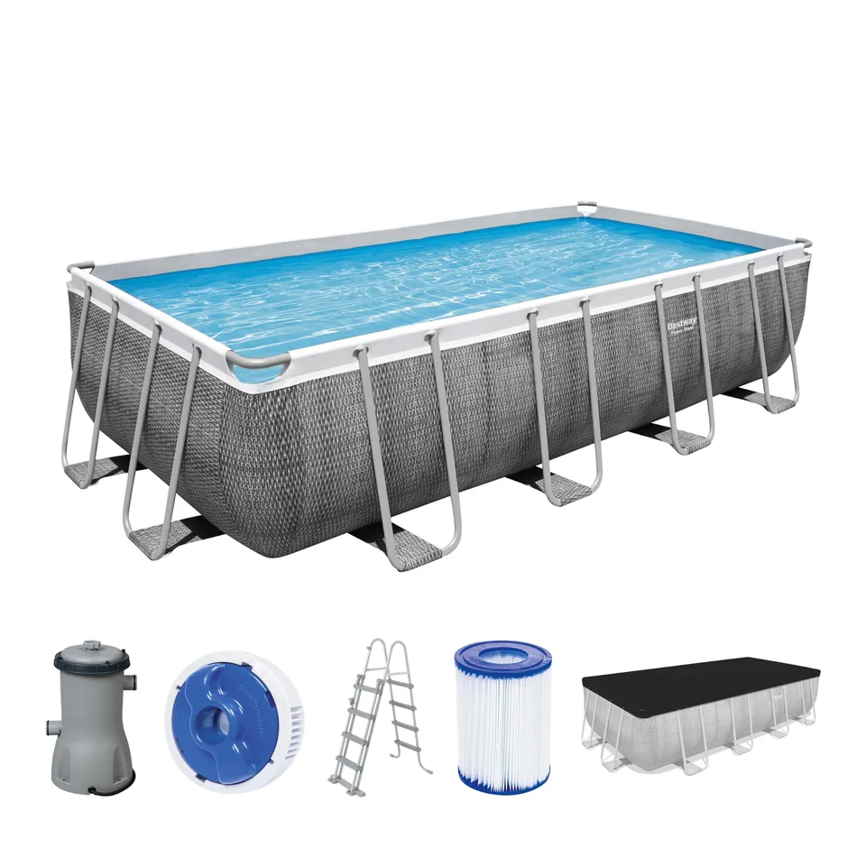 bestway-power-steel-frame-pool-set-rattan-optik-488x244x122-cm image 1
