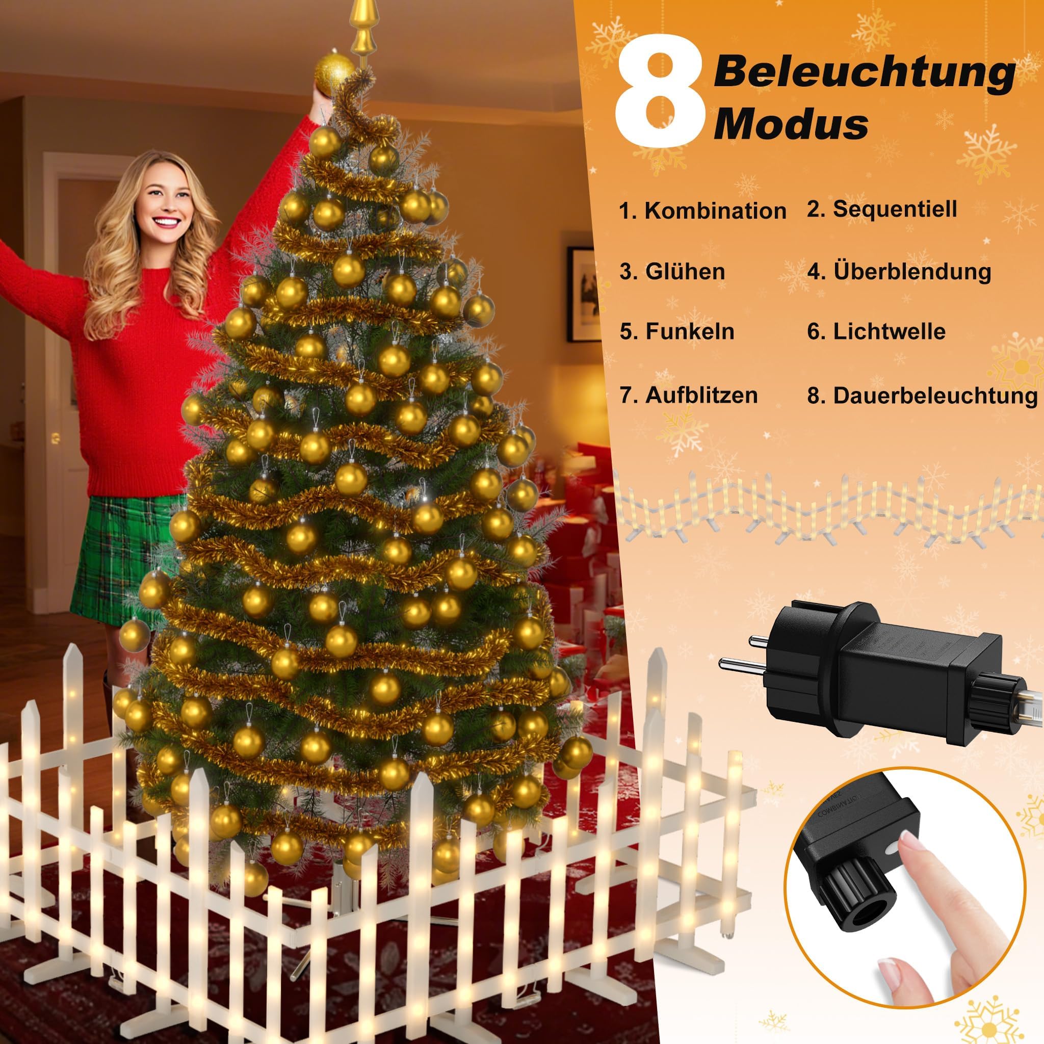 fivmen-weihnachtsbaum-zaun-wei-mit-led-10x-mini-gartenzaun-wellenf-rmig image 6