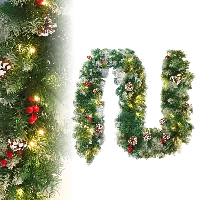 fivmen-weihnachtsgirlande-mit-beleuchtung-300-cm-batterie-tannenzapfen image 1