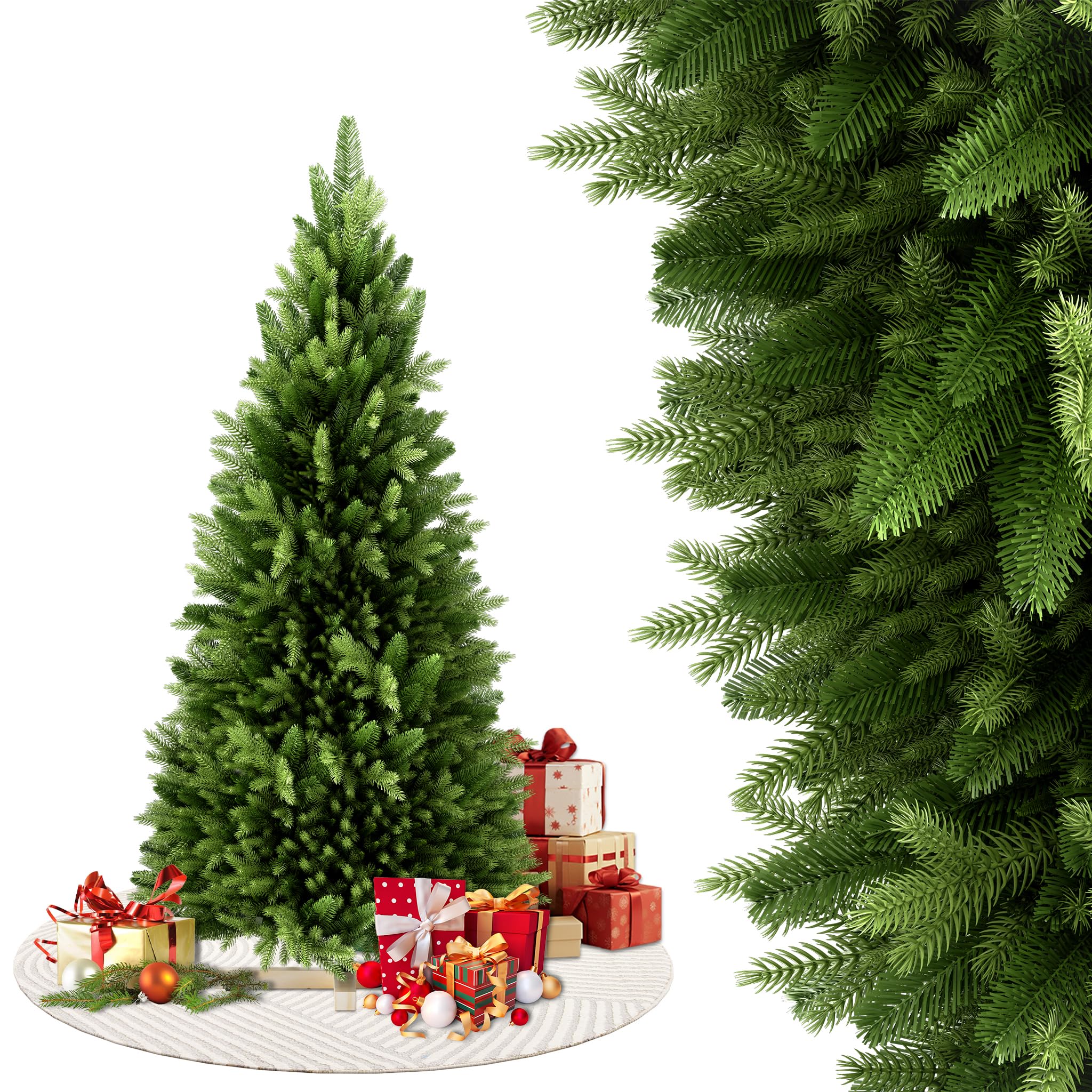 fivmen-weihnachtsbaum-k-nstlich-180-cm-gr-n-mit-holzsockel image 1