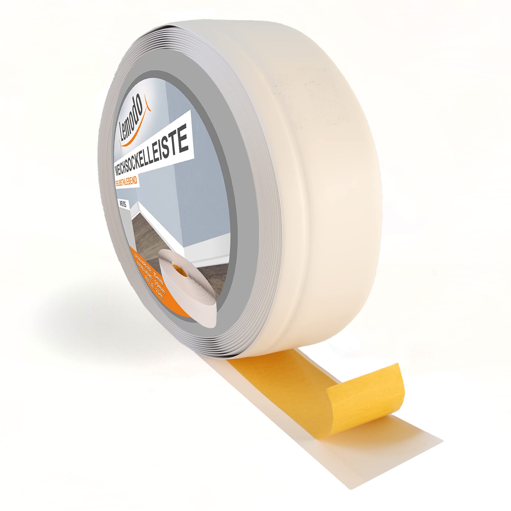 lemodo-sockelleiste-selbstklebend-5-m-wei-50-x-15-mm-weichsockelleiste-pvc image 1