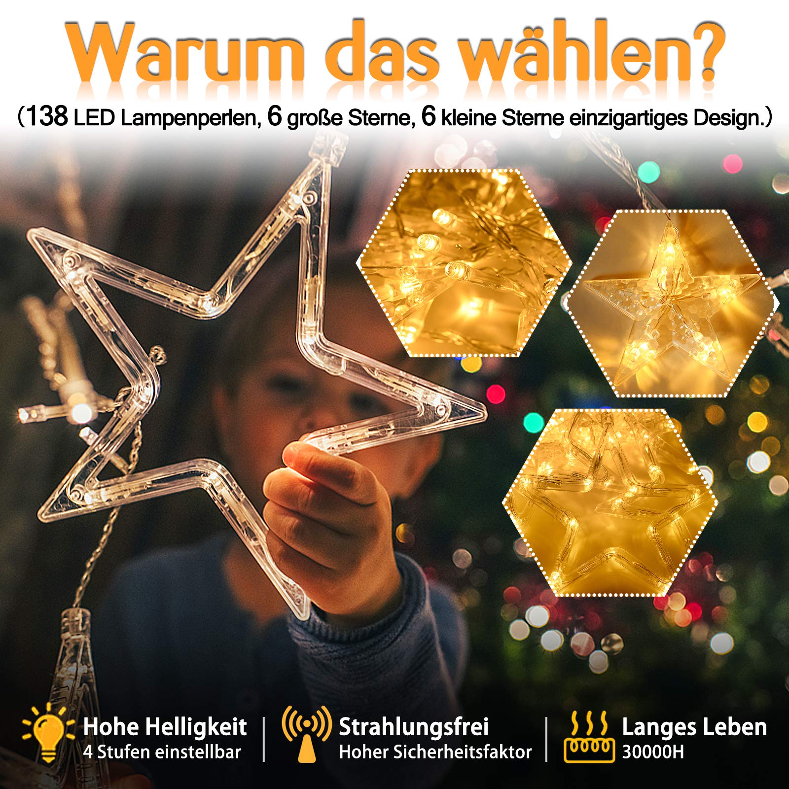 fivmen-sterne-lichterkette-3-m-138-led-warmwei-mit-fernbedienung image 3