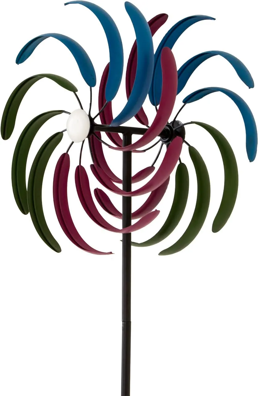 lemodo-nativ-windrad-garten-175-cm-gartenstecker-mit-2-windr-dern-metall-bunt image 1