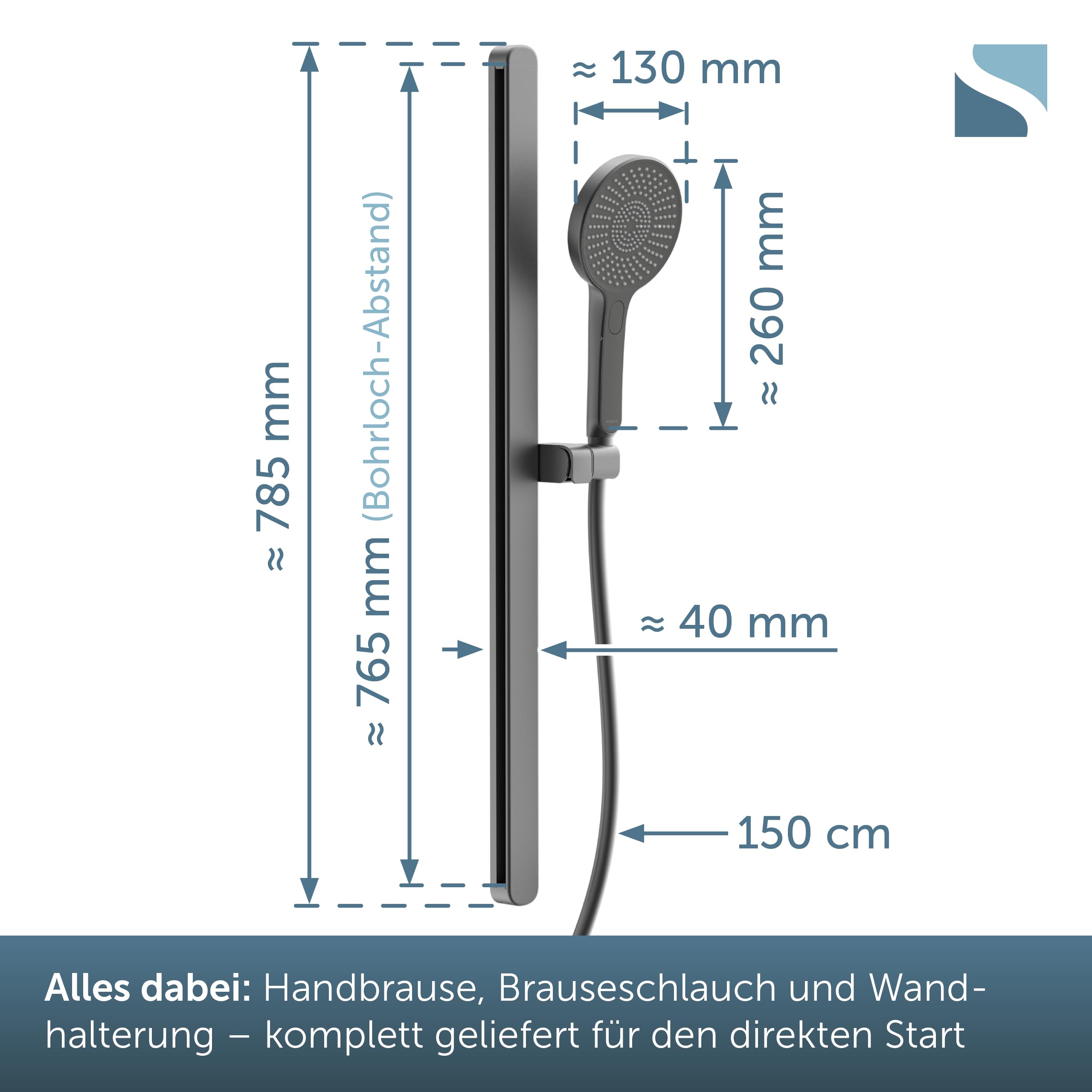 sch-tte-karibik-64202-duschstange-78-5-cm-mit-handbrause-3-strahlig-graphit image 2