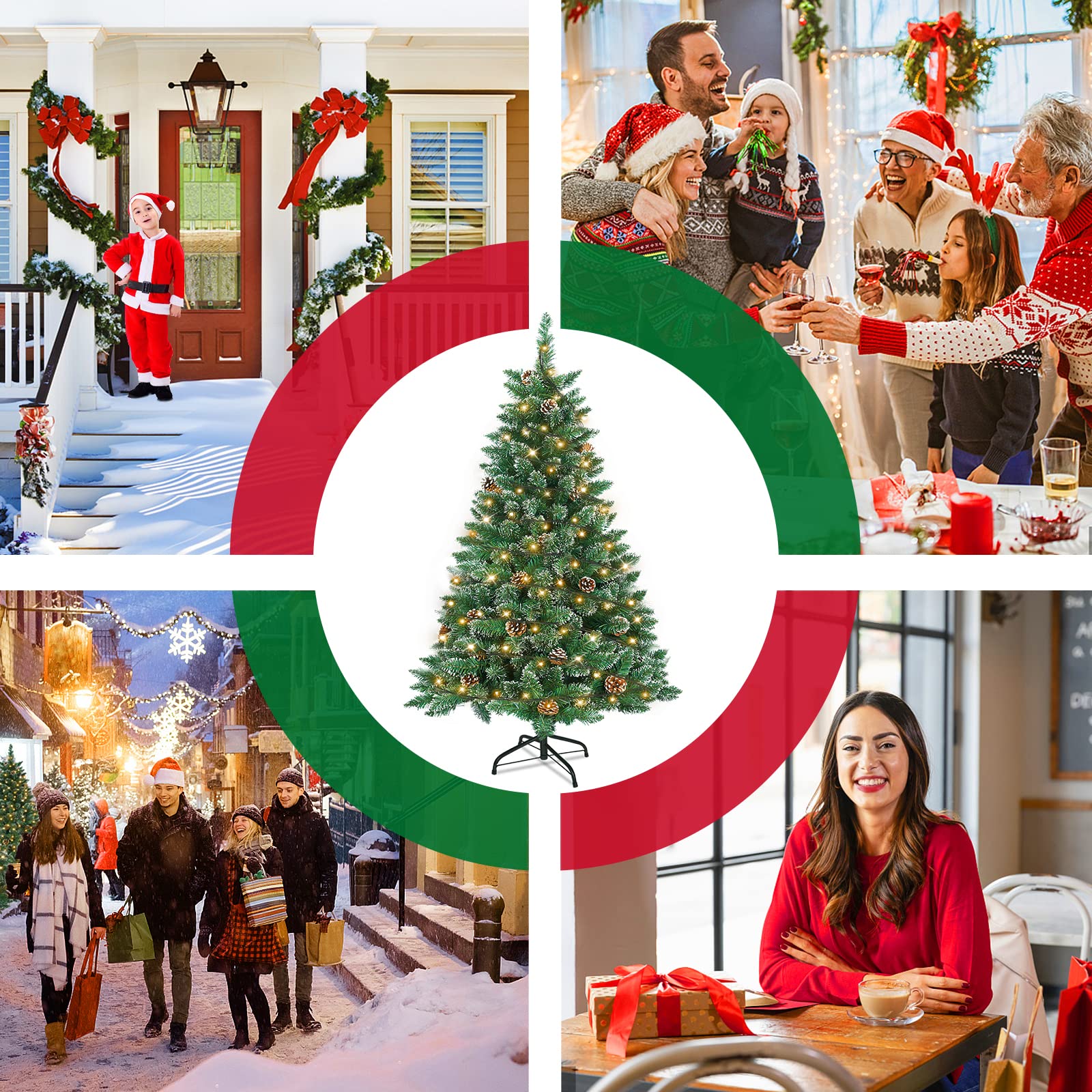 fivmen-weihnachtsbaum-k-nstlich-120-cm-mit-beleuchtung-120-led-mit-schnee-und-ki image 6